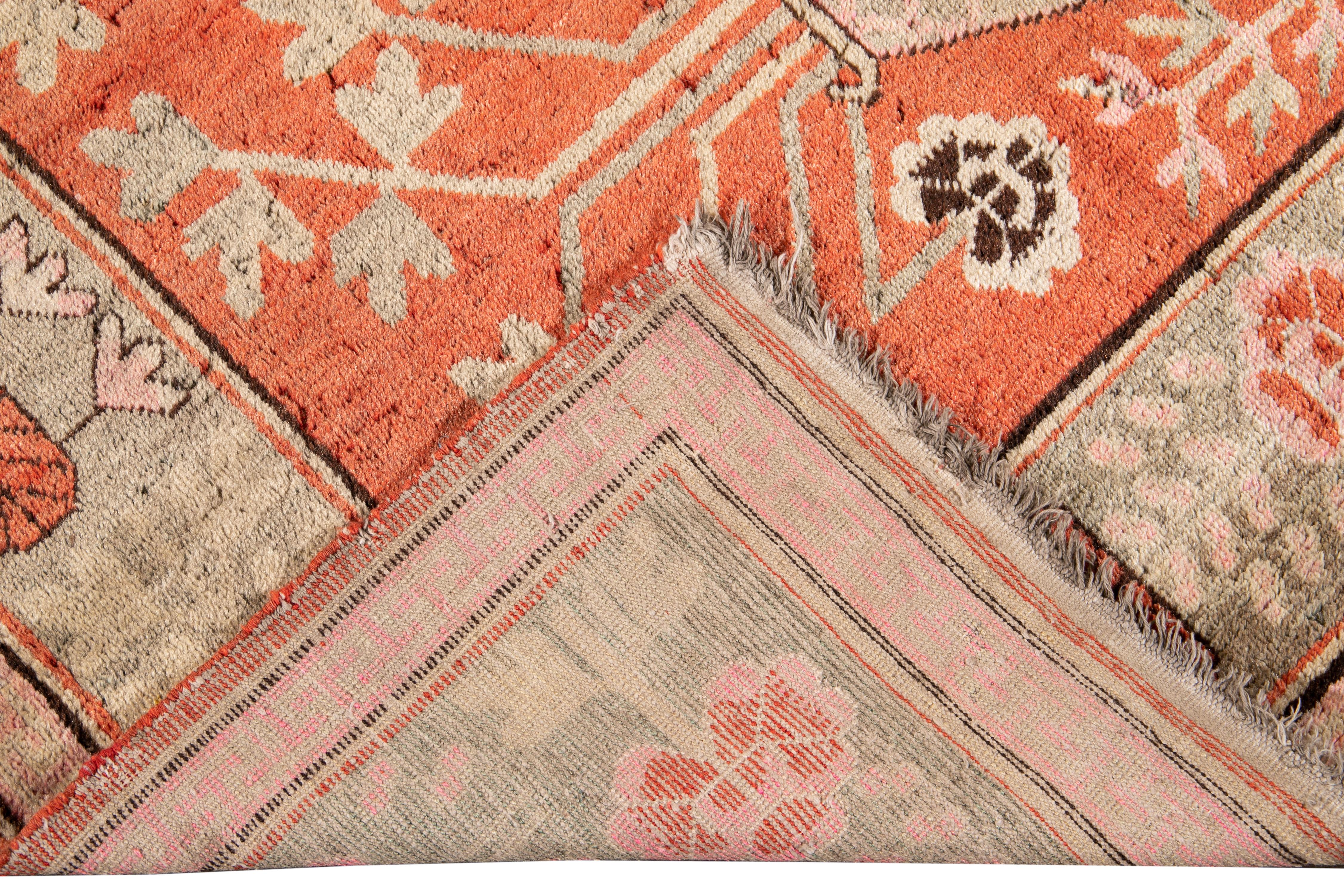 Hand-Knotted Early 20th Century Antique Khotan Scatter Wool Rug For Sale