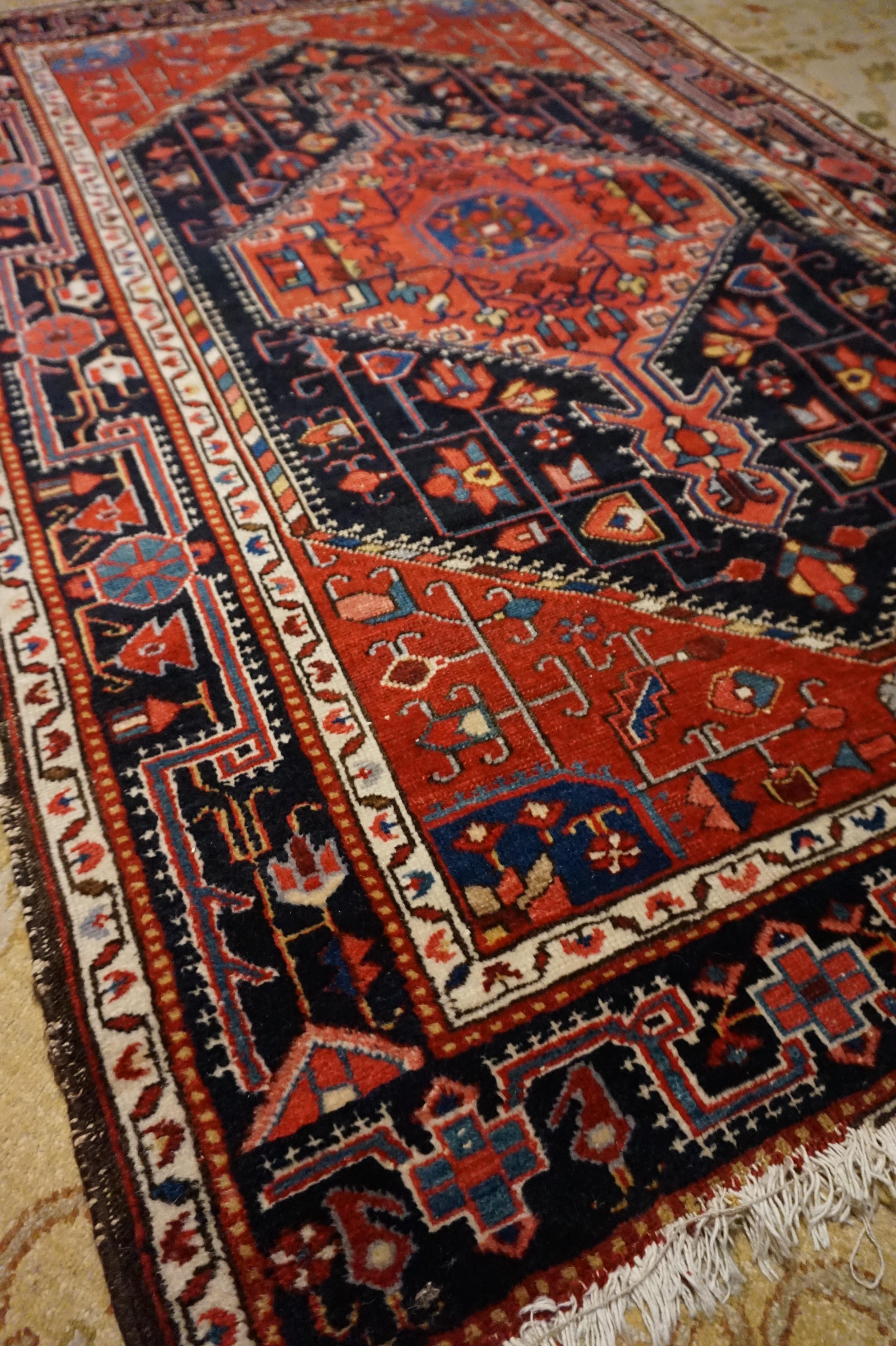 Hand-Knotted Early 20th Century Antique Kurdish Geometric Tribal Hand Knotted Rug For Sale