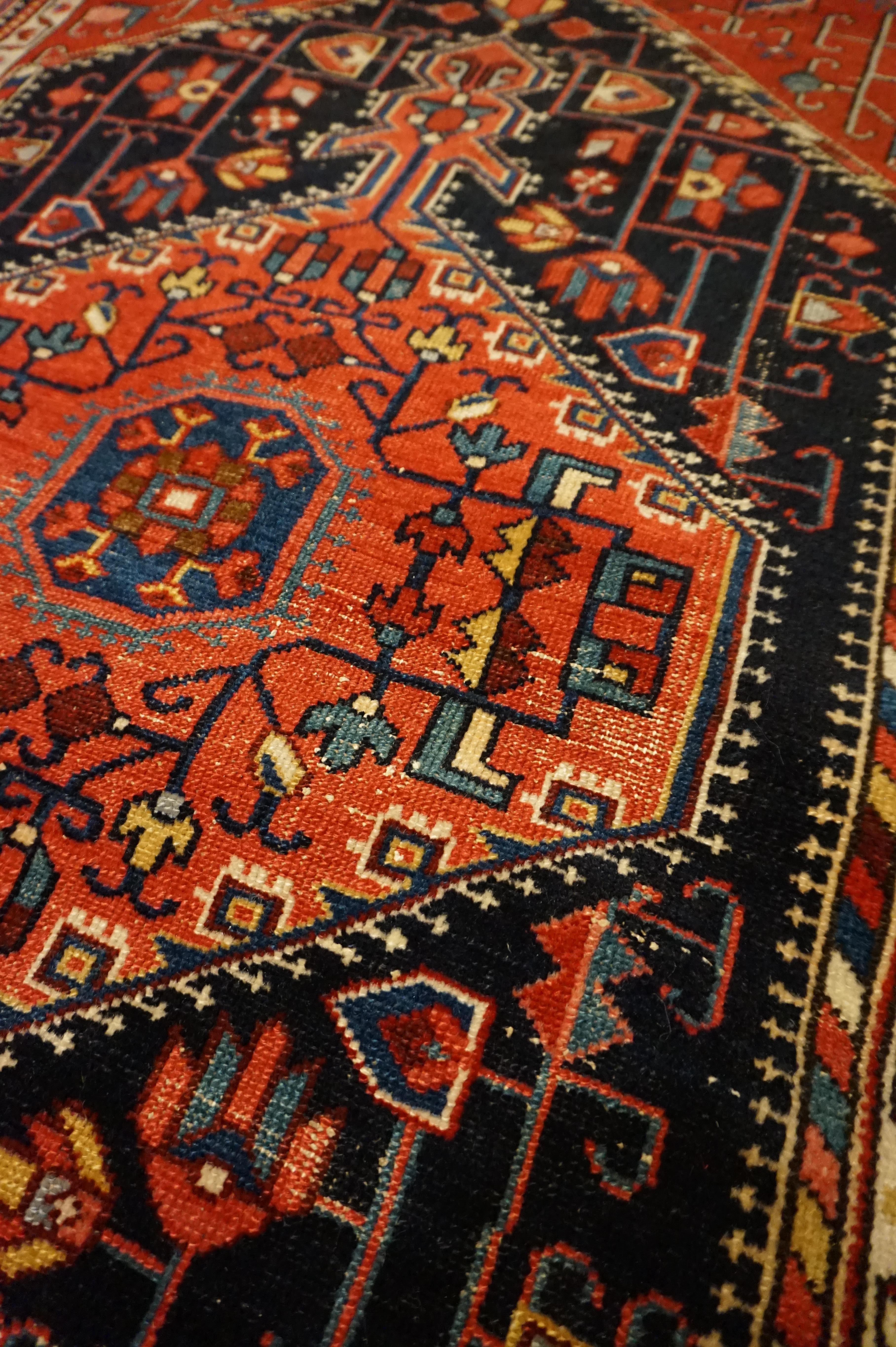 19th Century Early 20th Century Antique Kurdish Geometric Tribal Hand Knotted Rug For Sale