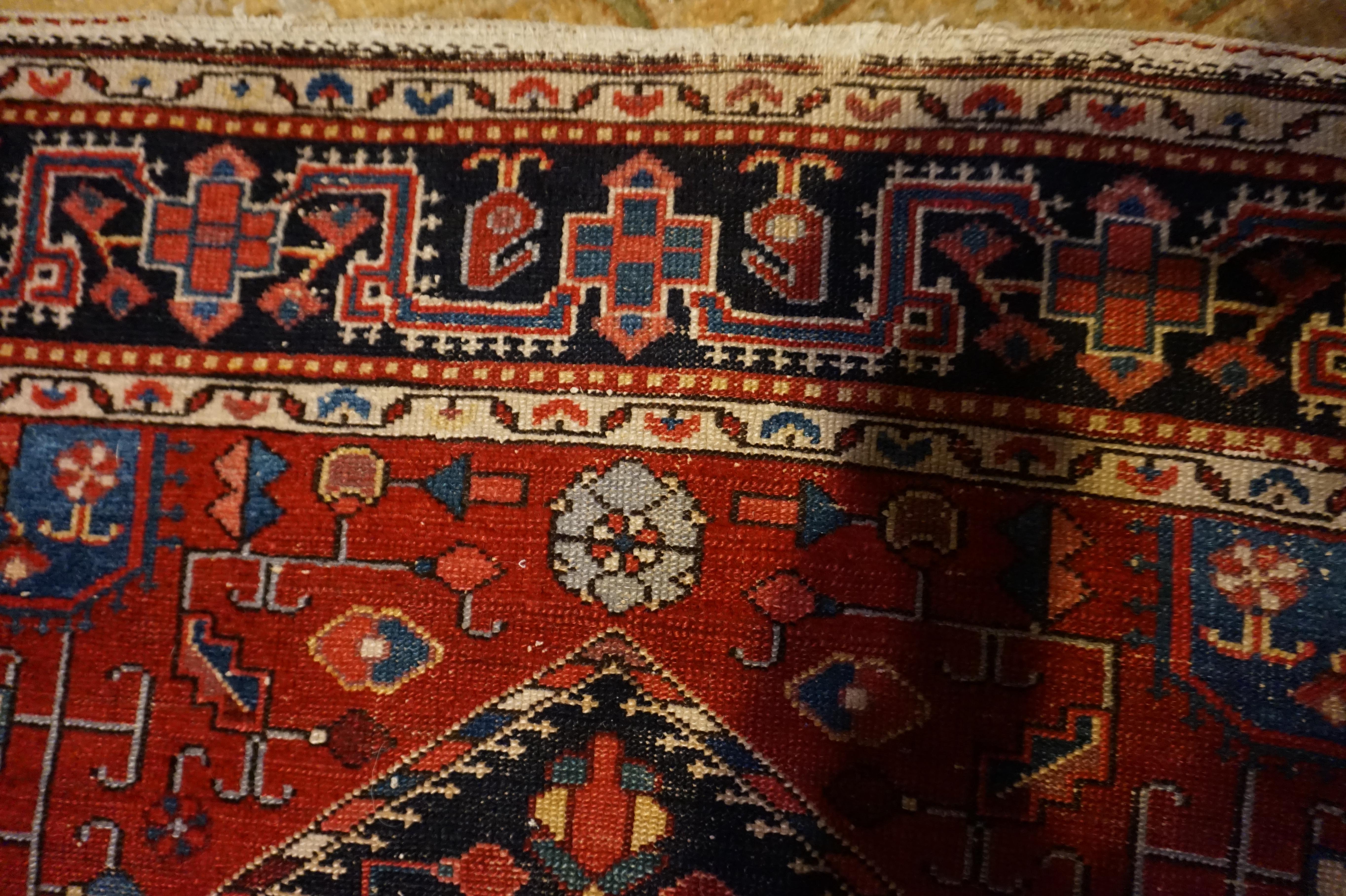 Early 20th Century Antique Kurdish Geometric Tribal Hand Knotted Rug For Sale 2