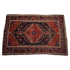 Early 20th Century Antique Kurdish Geometric Tribal Hand Knotted Rug