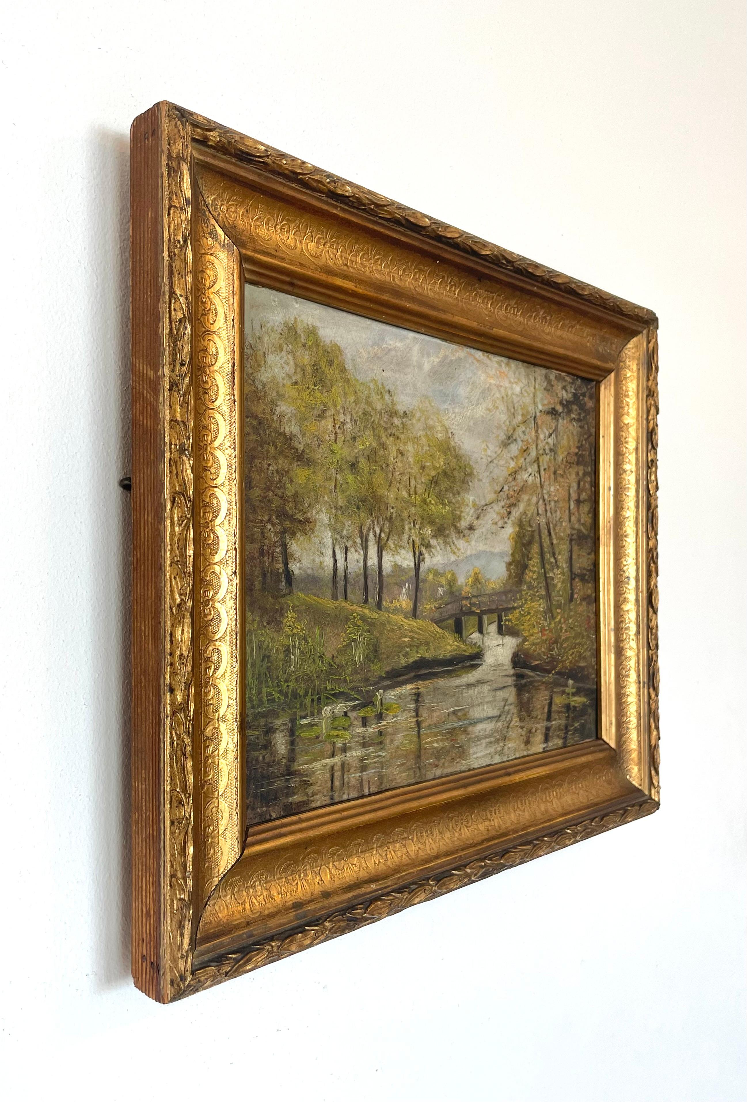 Dipinto ad olio di paesaggio antico della fine del XIX secolo proveniente dalla Danimarca in vendita 5