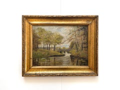 Late 19th century antique landscape oil painting from Denmark