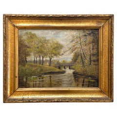 Late 19th century antique landscape oil painting from Denmark