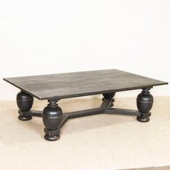 Early 20th Century Antique Large Coffee Table Painted Black
