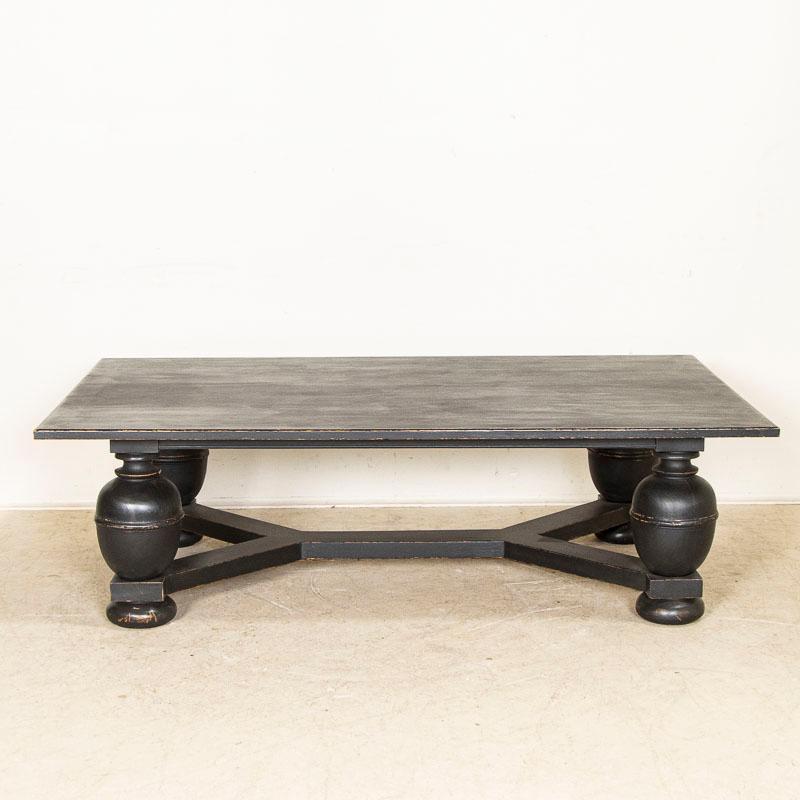 Danish Early 20th Century Antique Large Coffee Table Painted Black