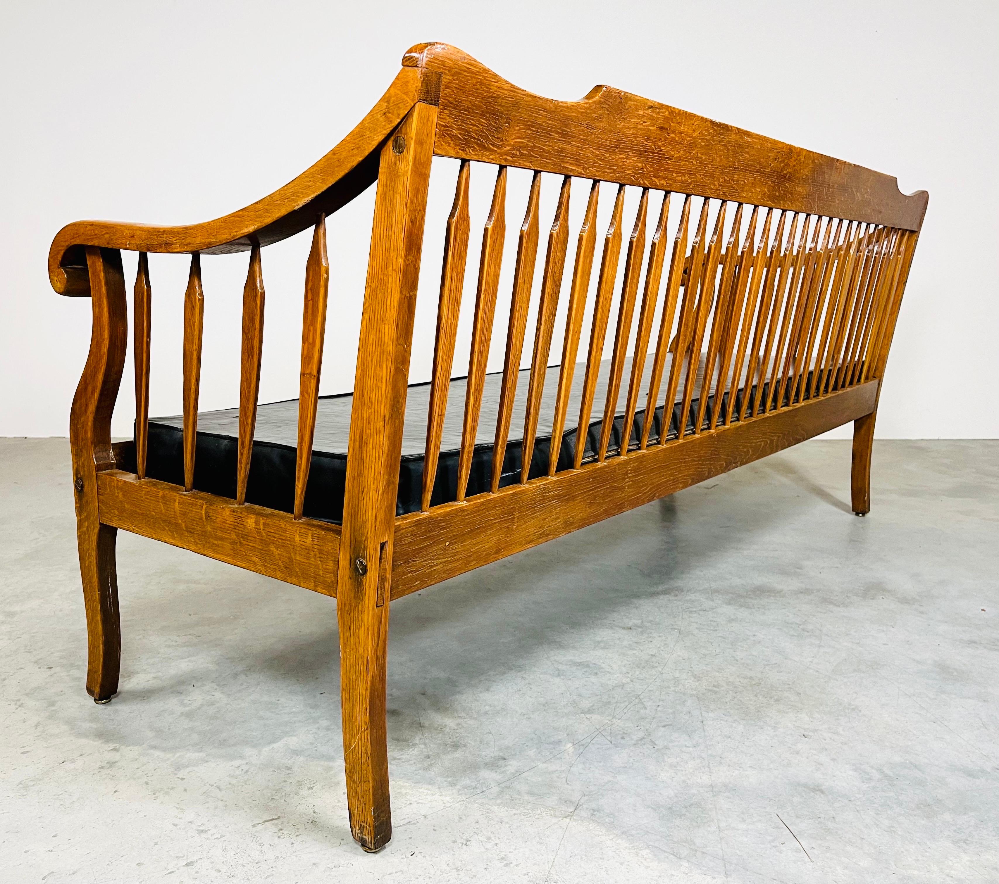 Oak Early 20th Century Antique Lawyers or Lobby Bench For Sale