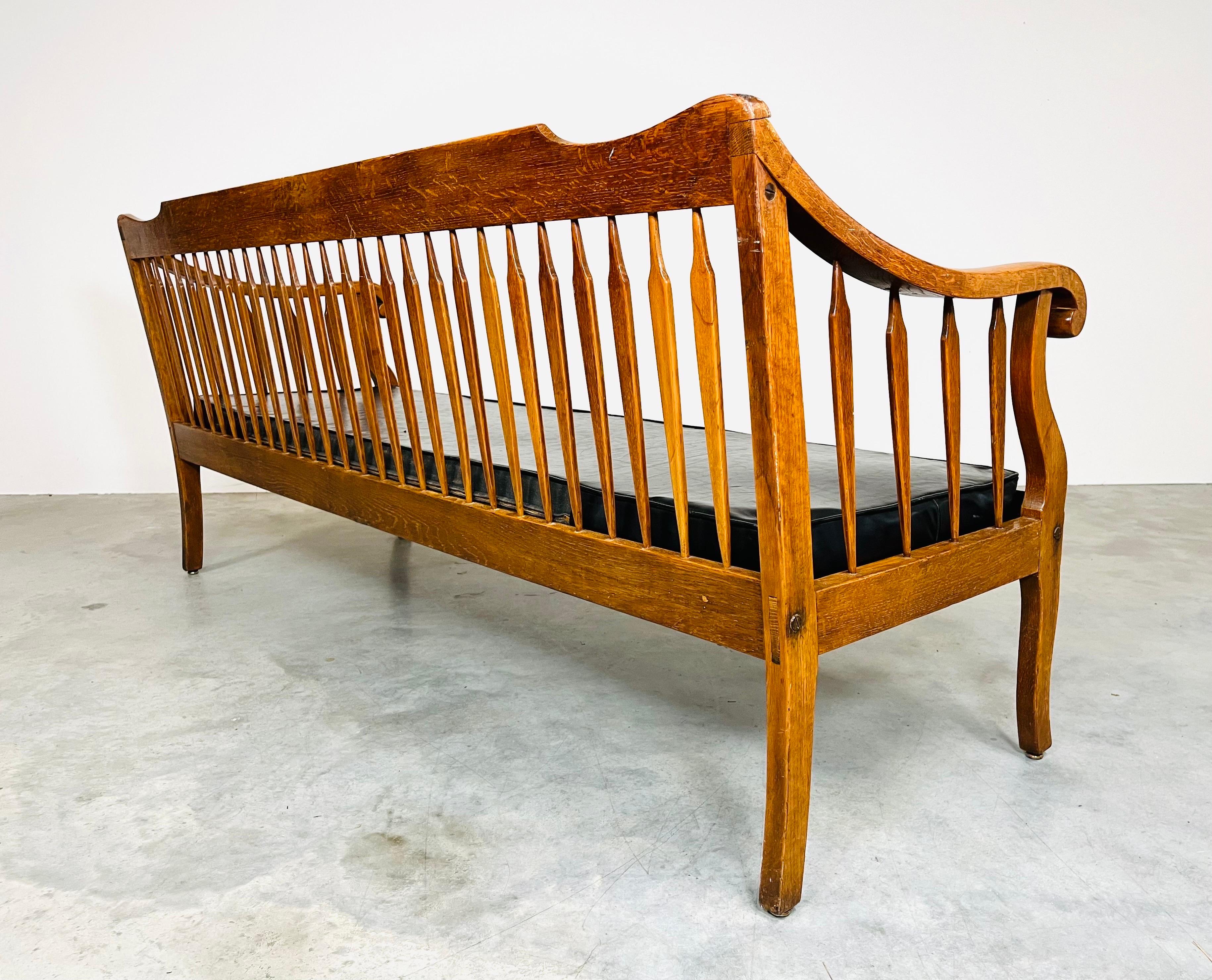 Early 20th Century Antique Lawyers or Lobby Bench For Sale 2