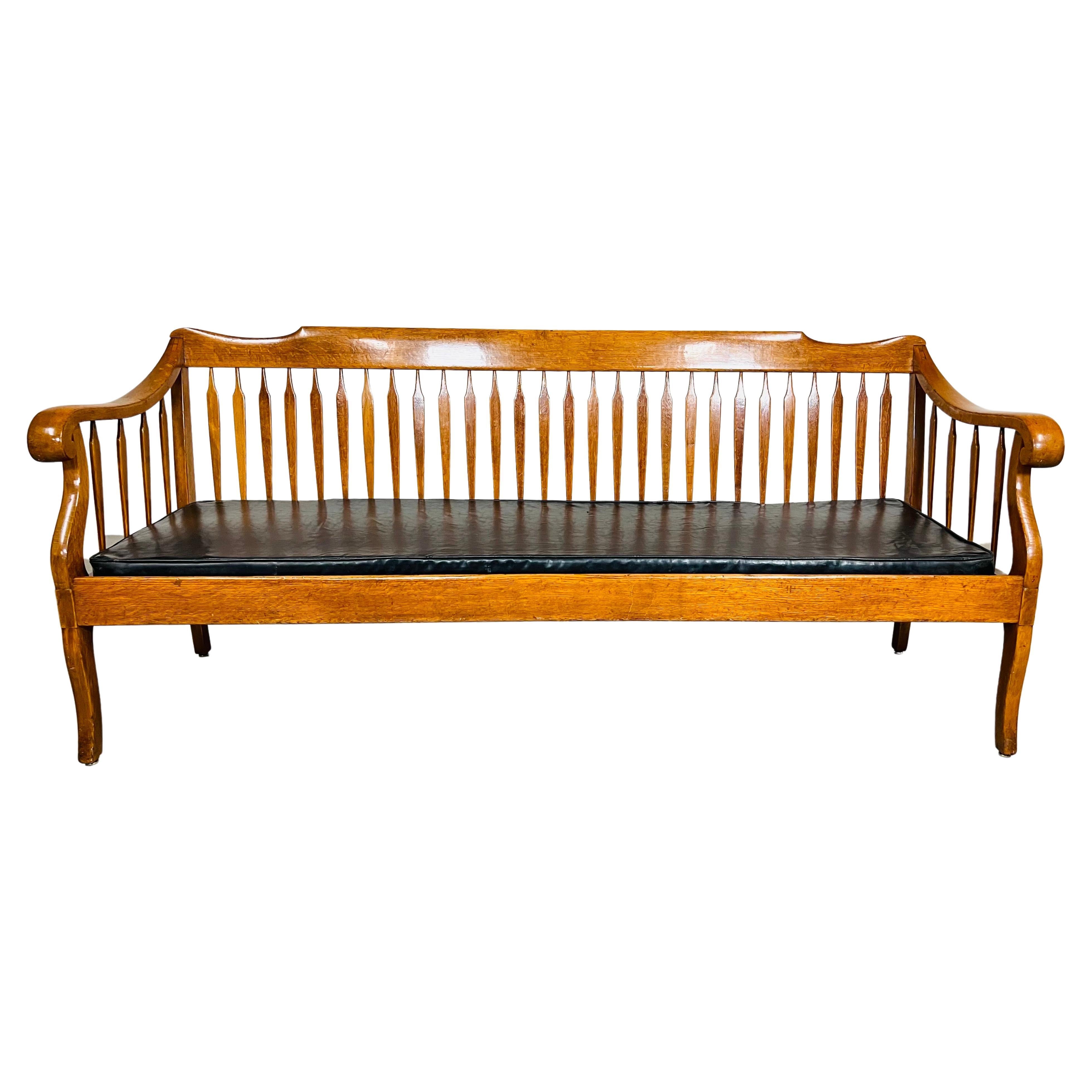 Early 20th Century Antique Lawyers or Lobby Bench For Sale