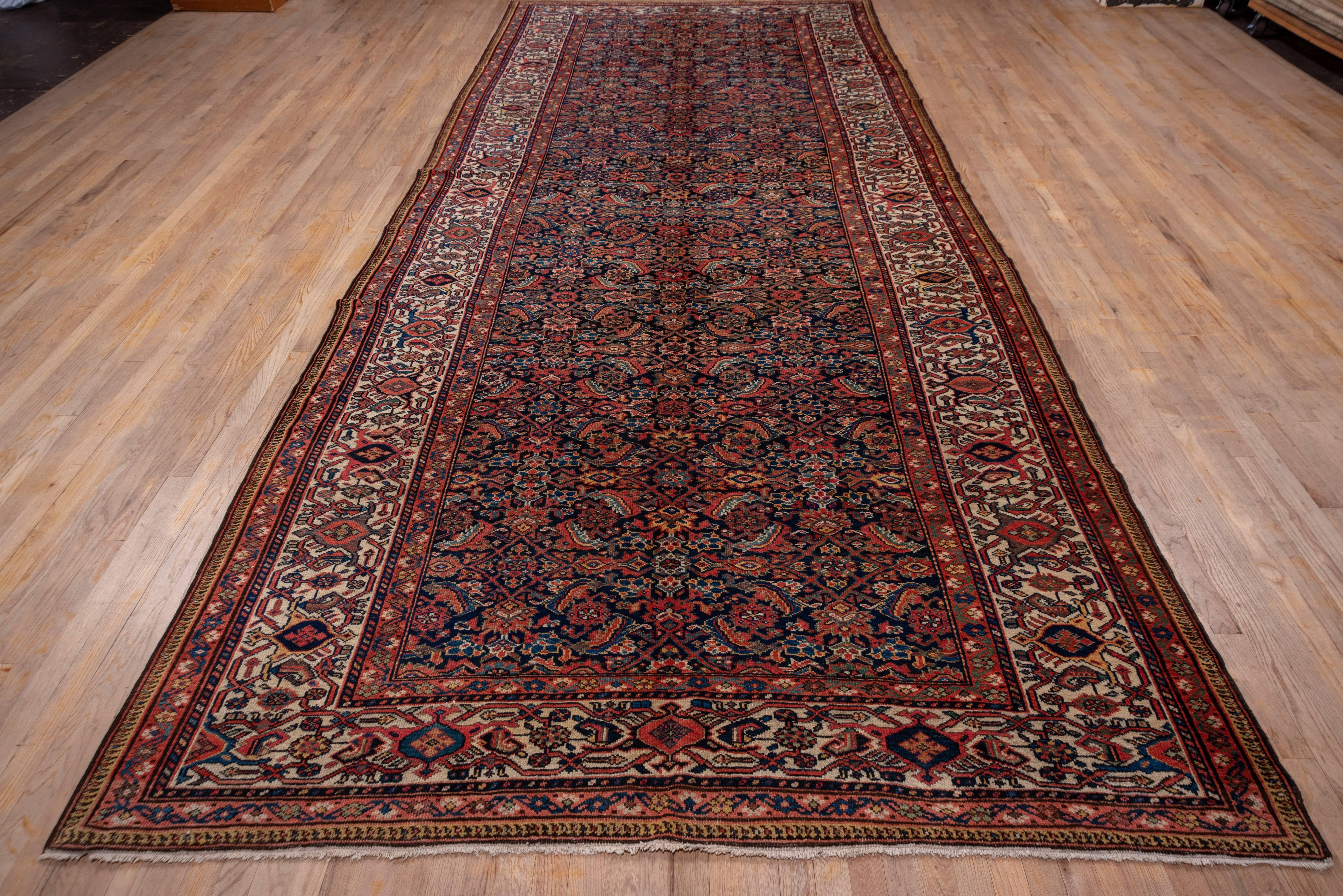 Hand-Knotted Tribal Antique Persian Mahal Carpet, Circa 1910s For Sale