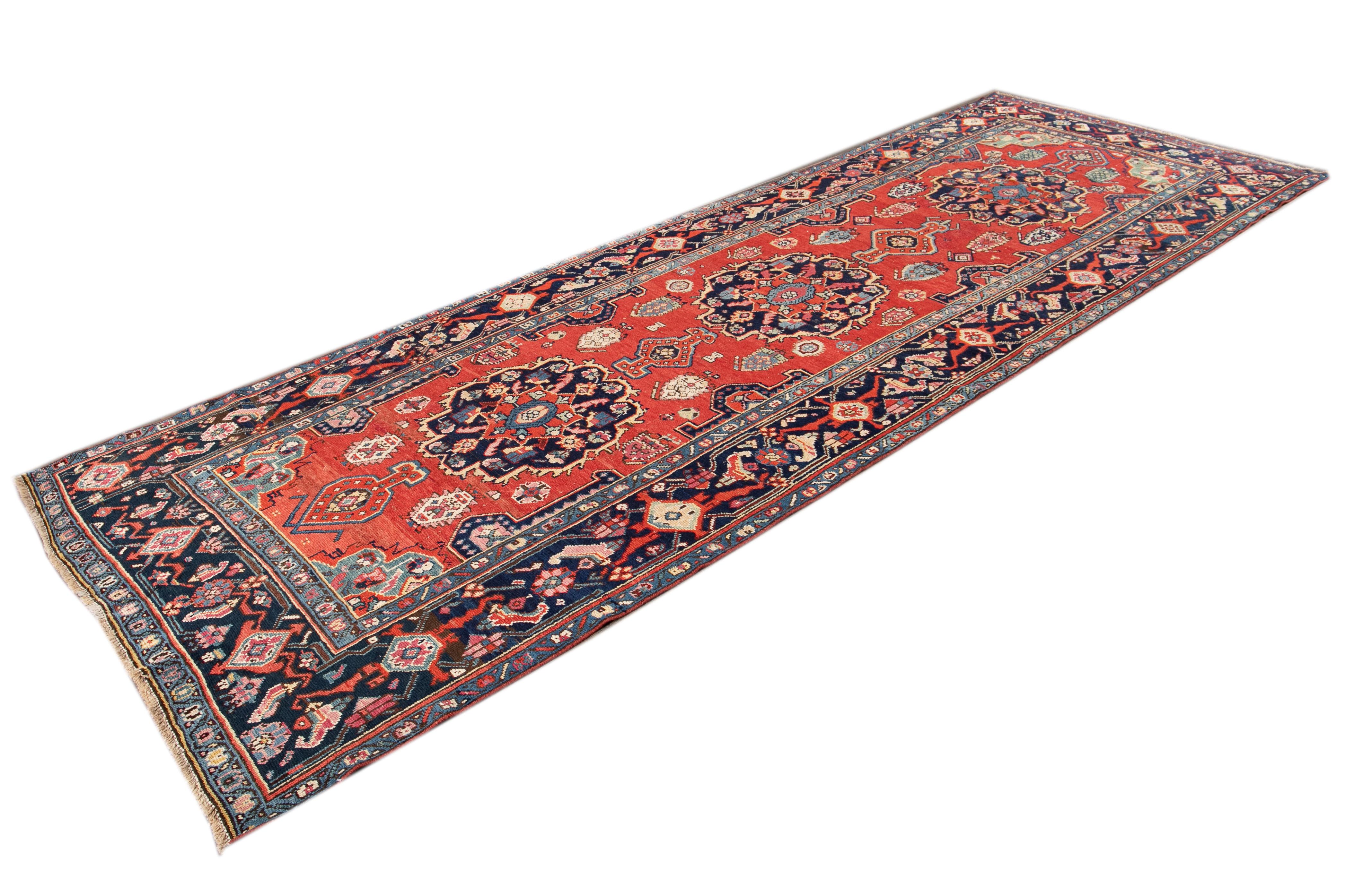 Wool Early 20th Century Antique Mahal Rug For Sale