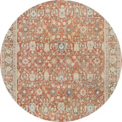 Antique Mahal Wool Rug, Hand-Knotted, Floral Design, Iran, Circa 1920s