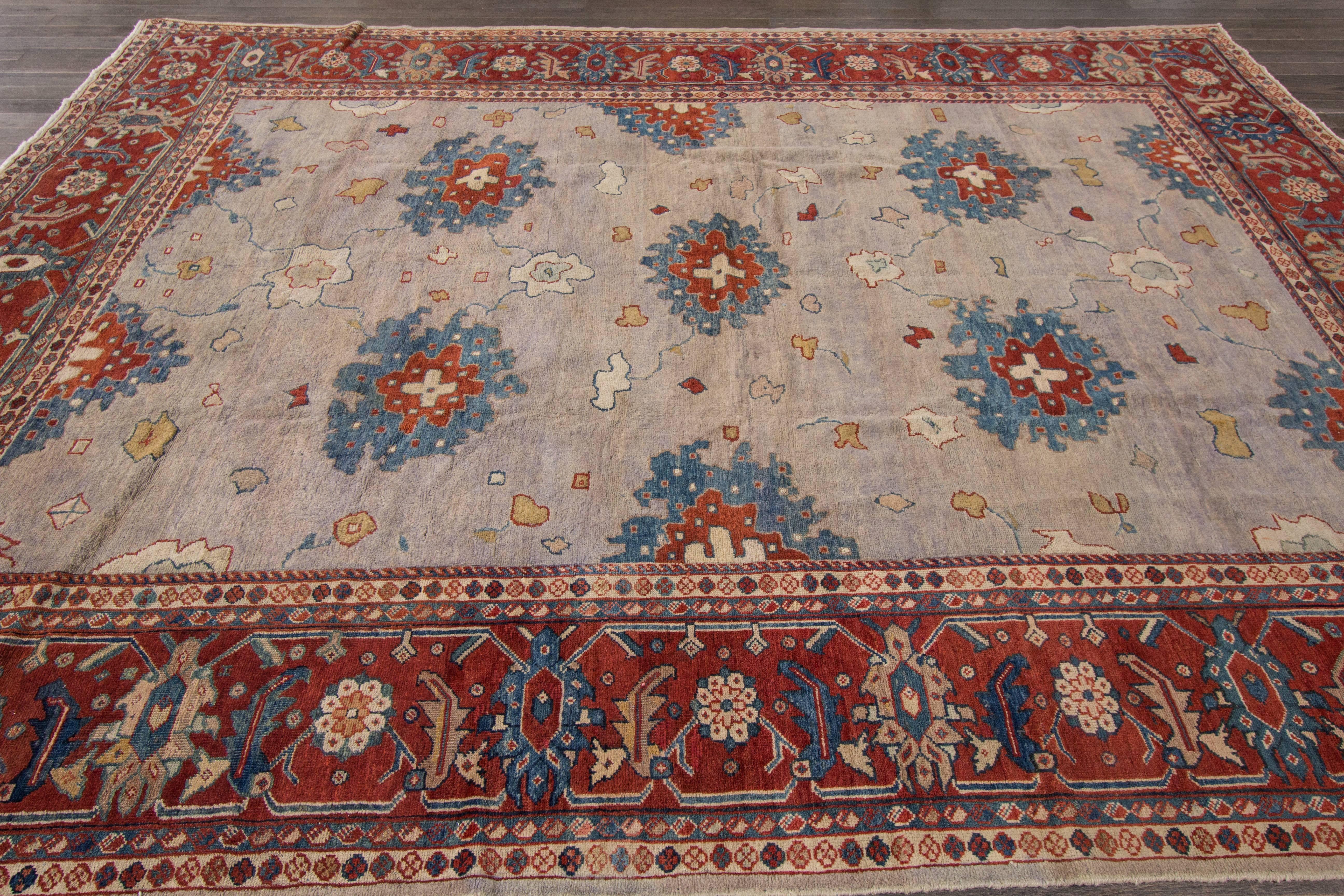 Early 20th Century Antique Mahal Wool Rug For Sale 1