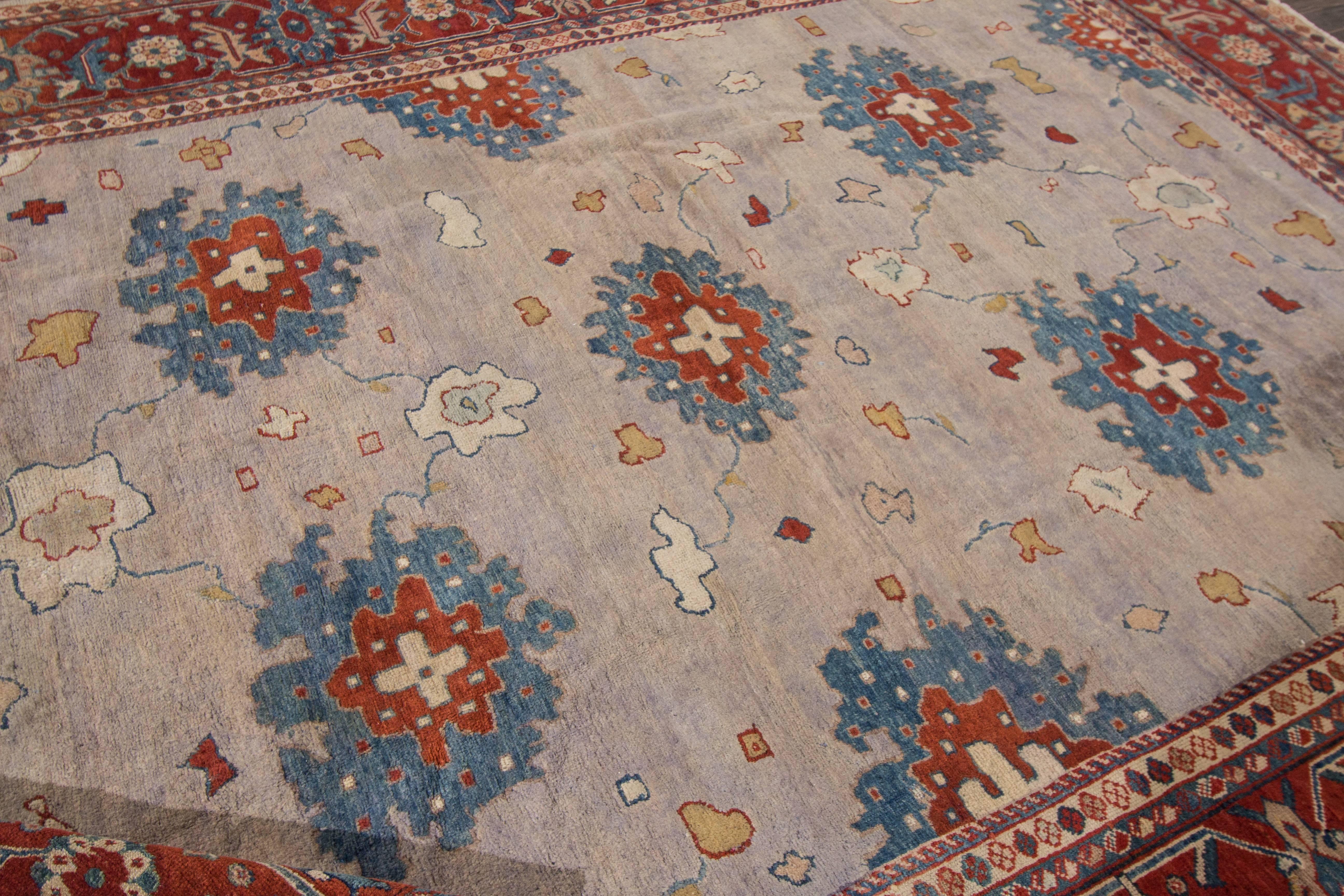Early 20th Century Antique Mahal Wool Rug For Sale 2