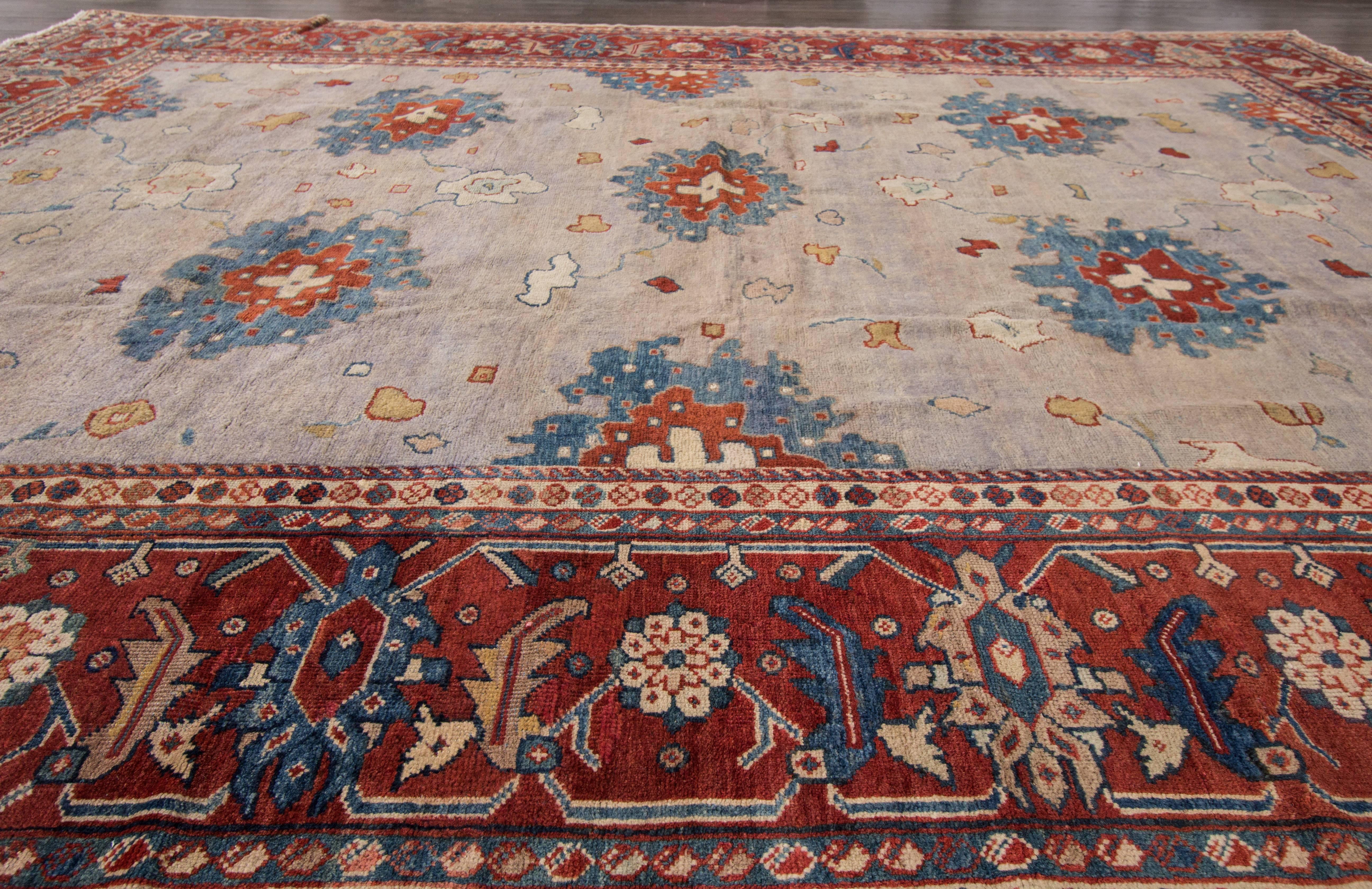 Early 20th Century Antique Mahal Wool Rug For Sale 3