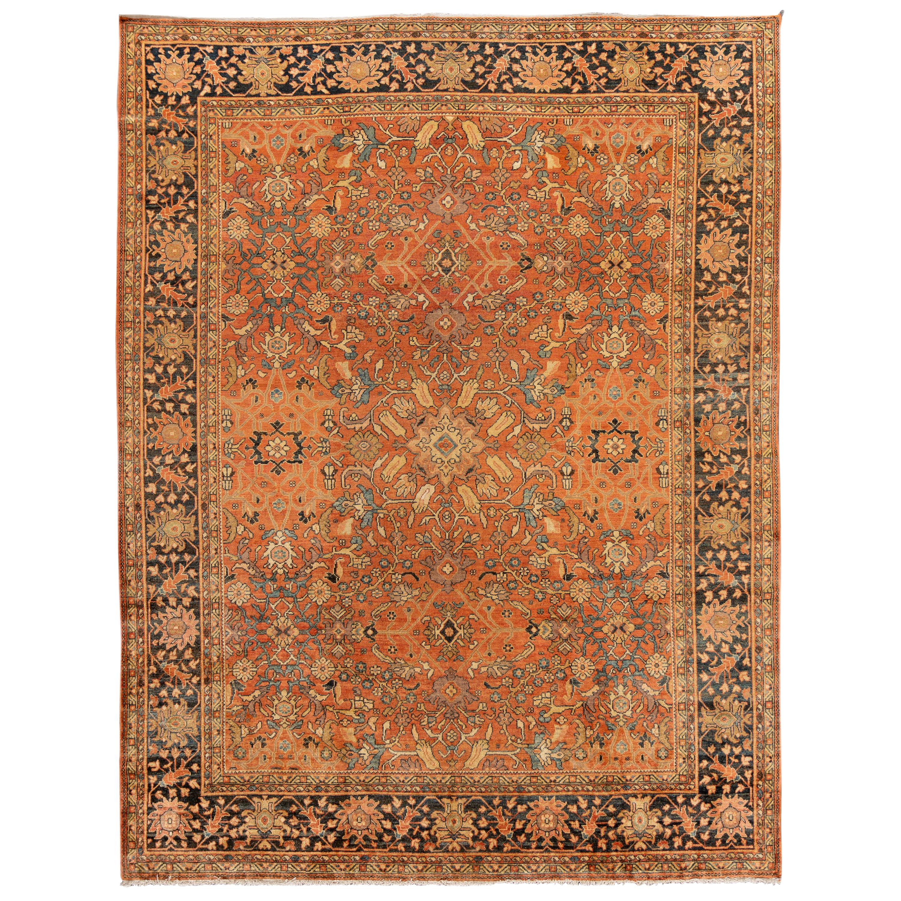 Early 20th Century Antique Mahal Wool Rug