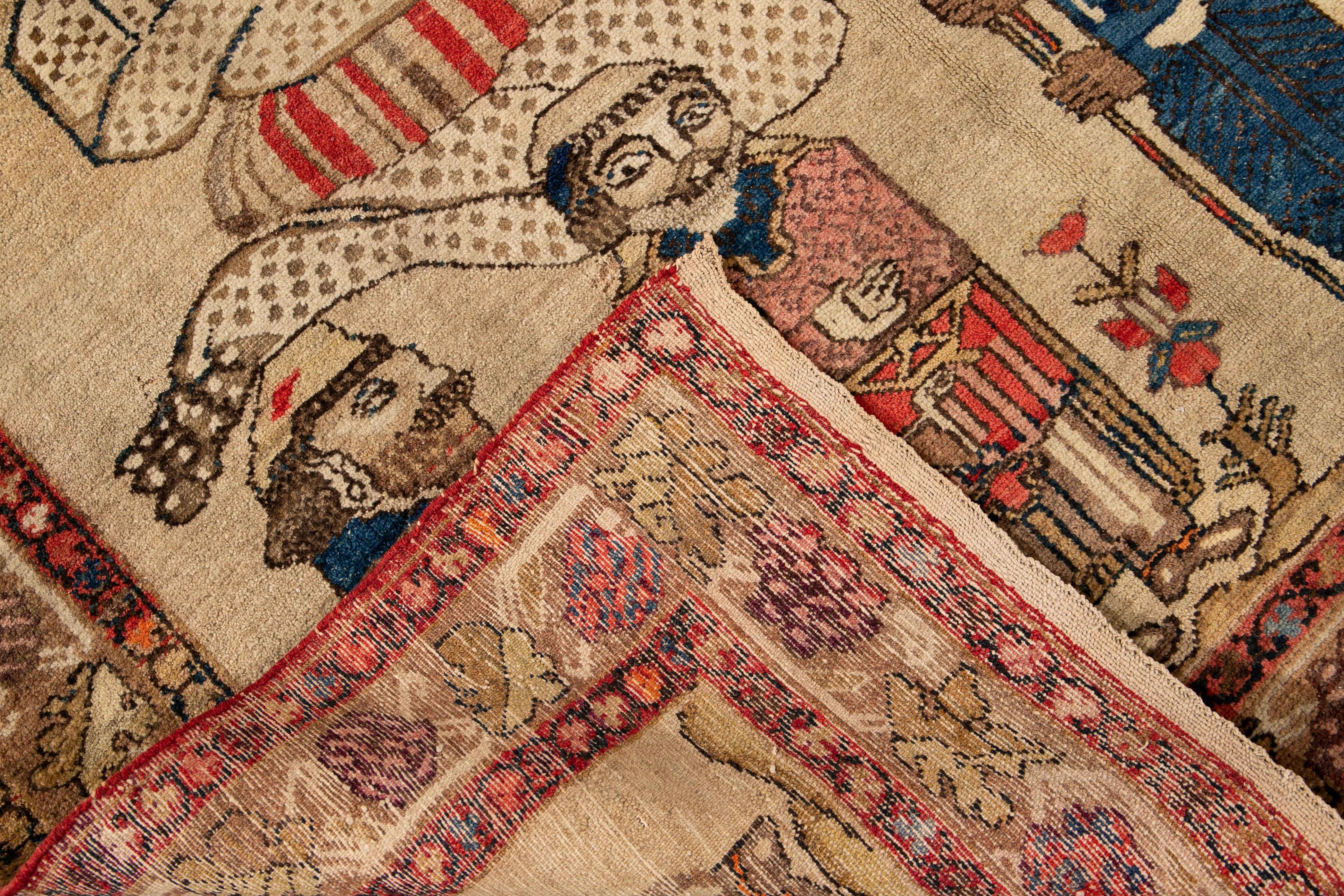 Hand-Knotted Early 20th Century Antique Malayer Rug For Sale