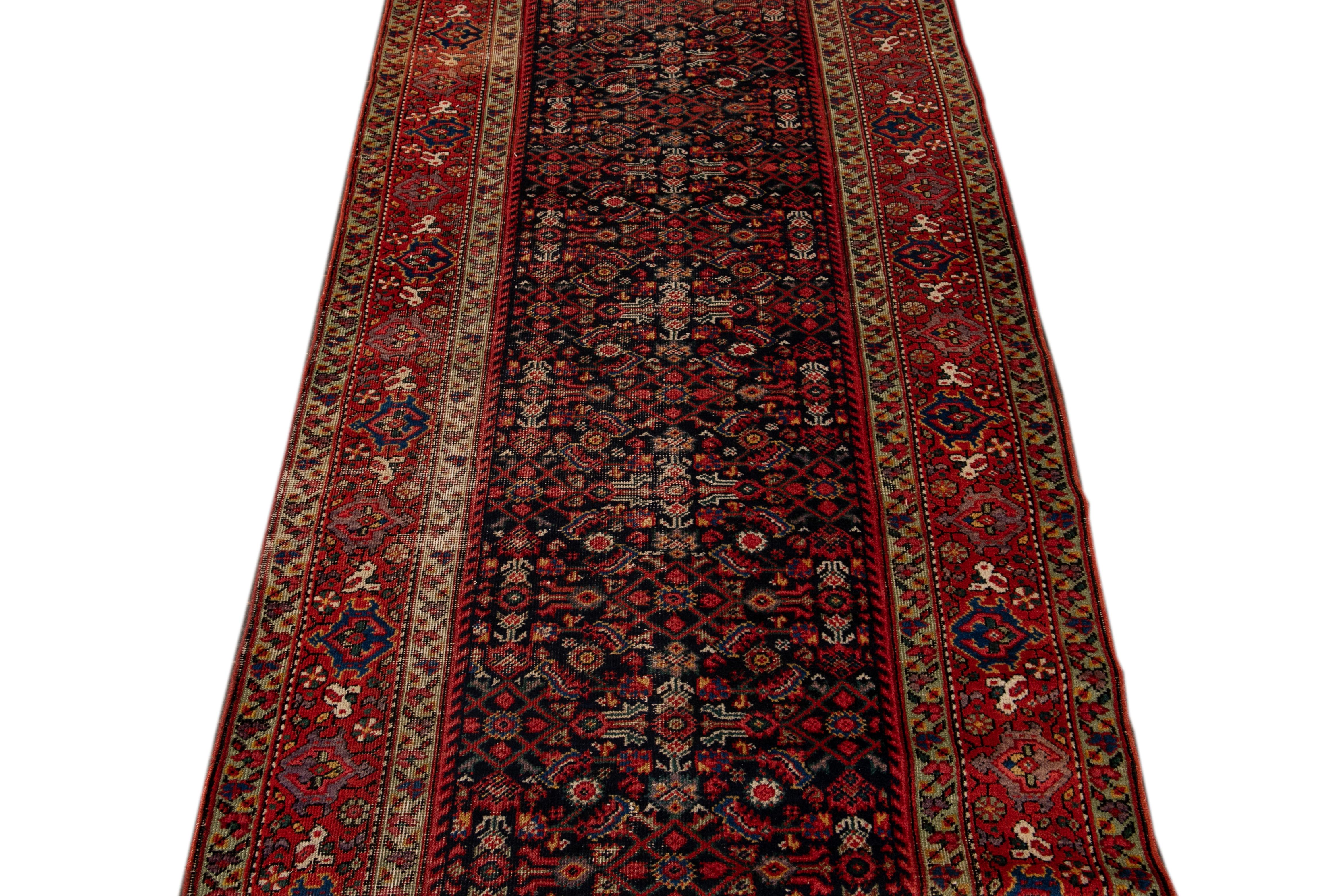 Early 20th Century Antique Distressed Malayer Wool Runner For Sale 10