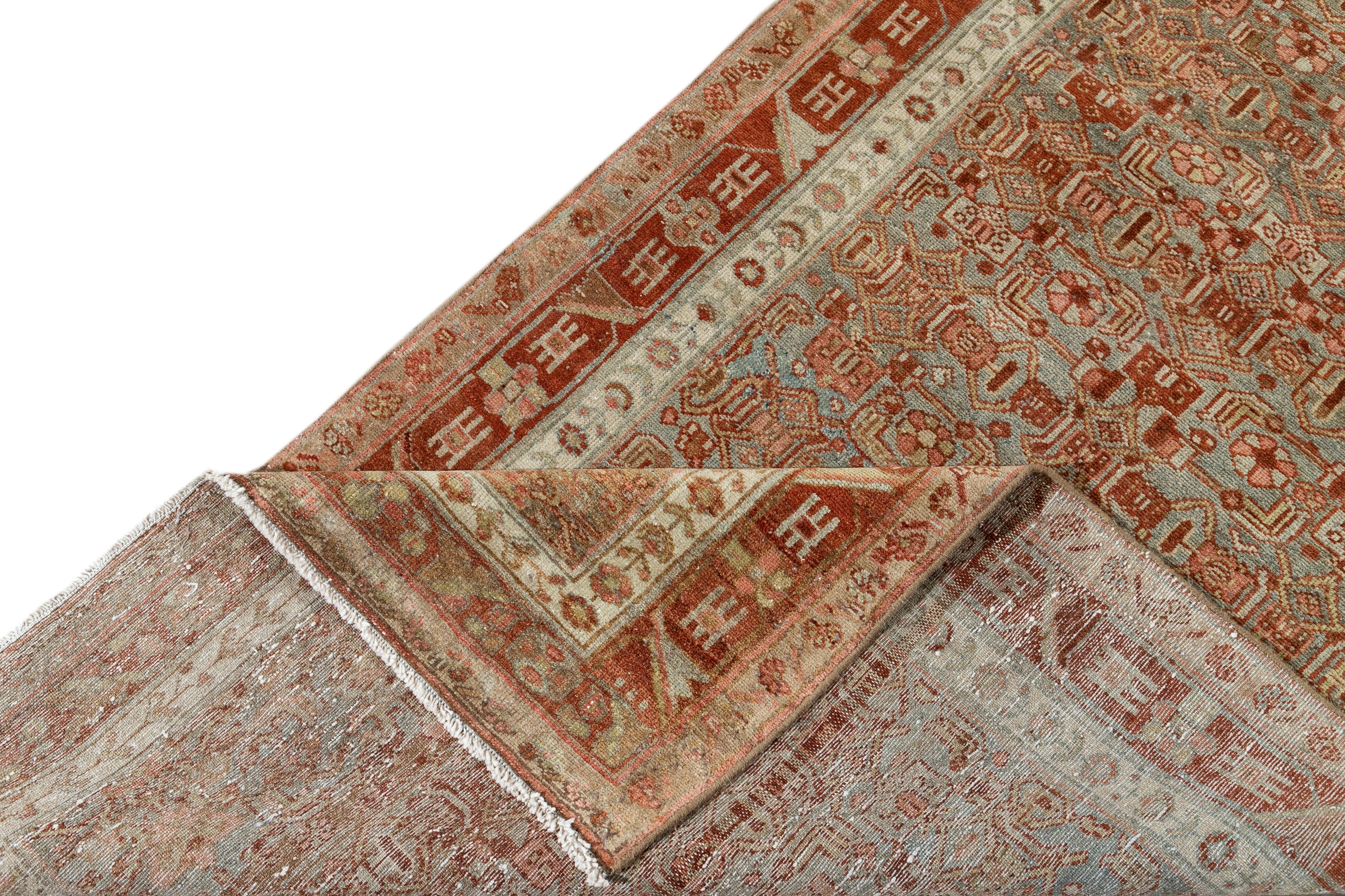 Hand-Knotted Early 20th Century Antique Malayer Wool Runner Rug For Sale