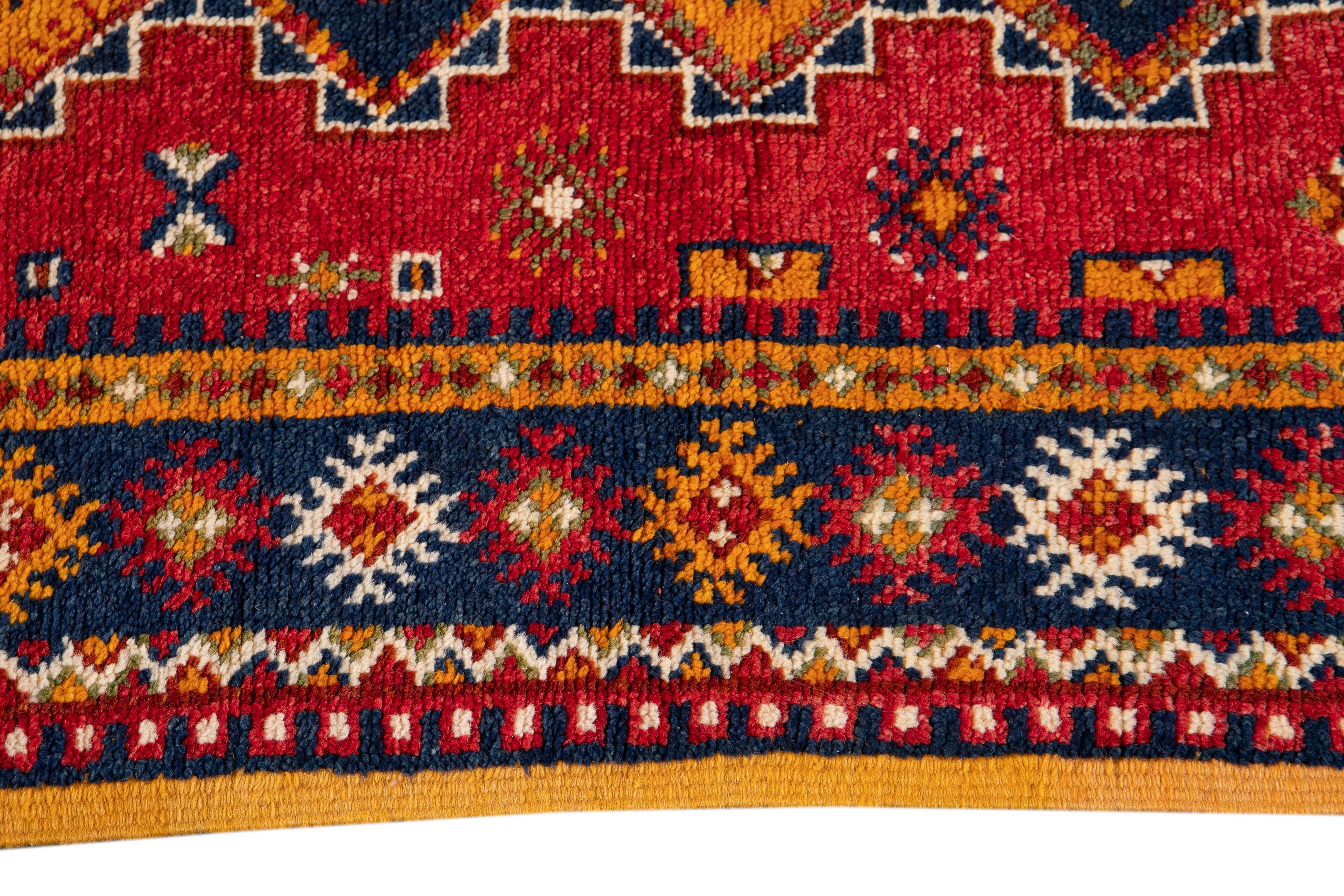 Early 20th Century Antique Moroccan Tribal Wool Rug  For Sale 6