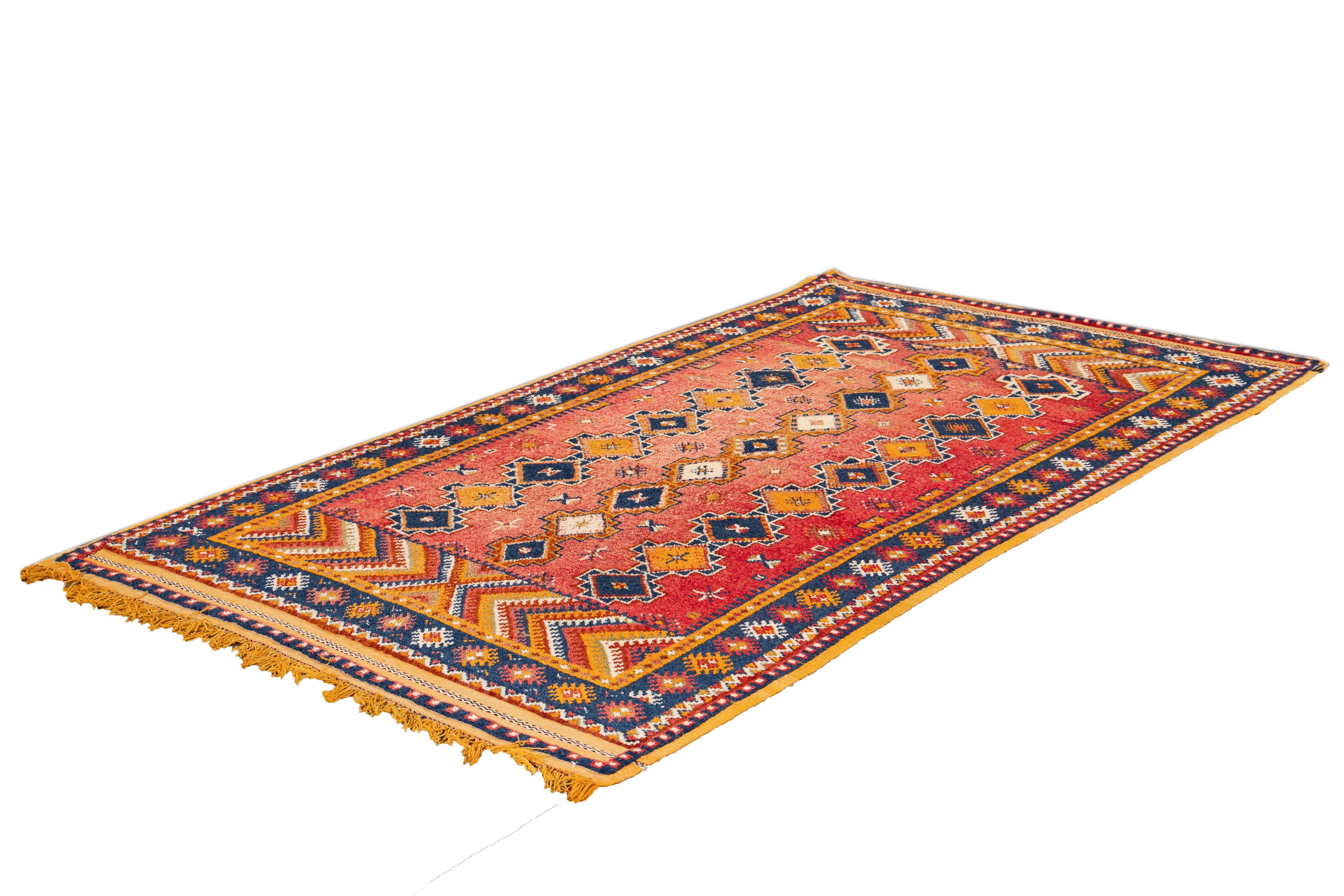 Early 20th Century Antique Moroccan Tribal Wool Rug For Sale 9