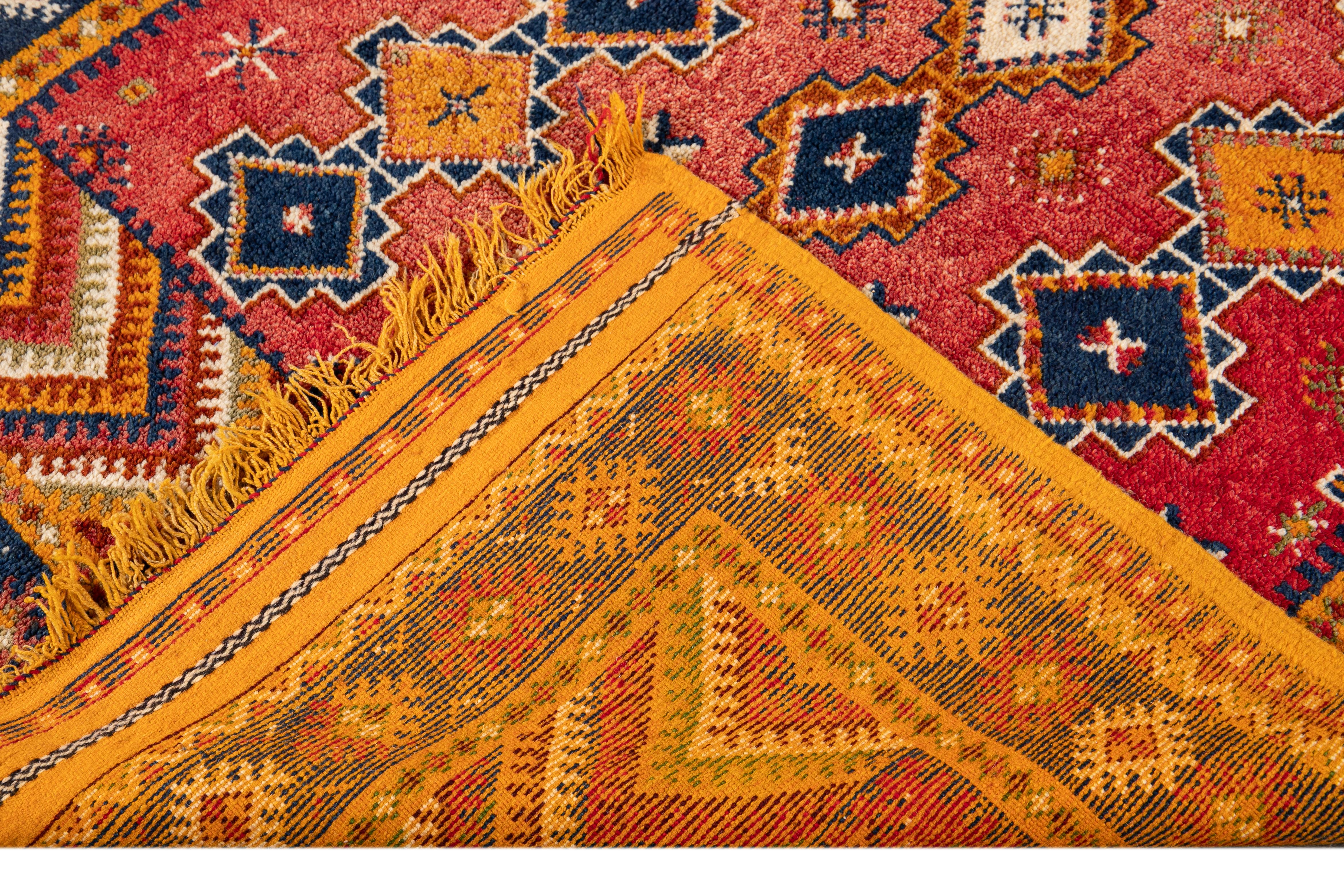 Hand-Knotted Early 20th Century Antique Moroccan Tribal Wool Rug  For Sale