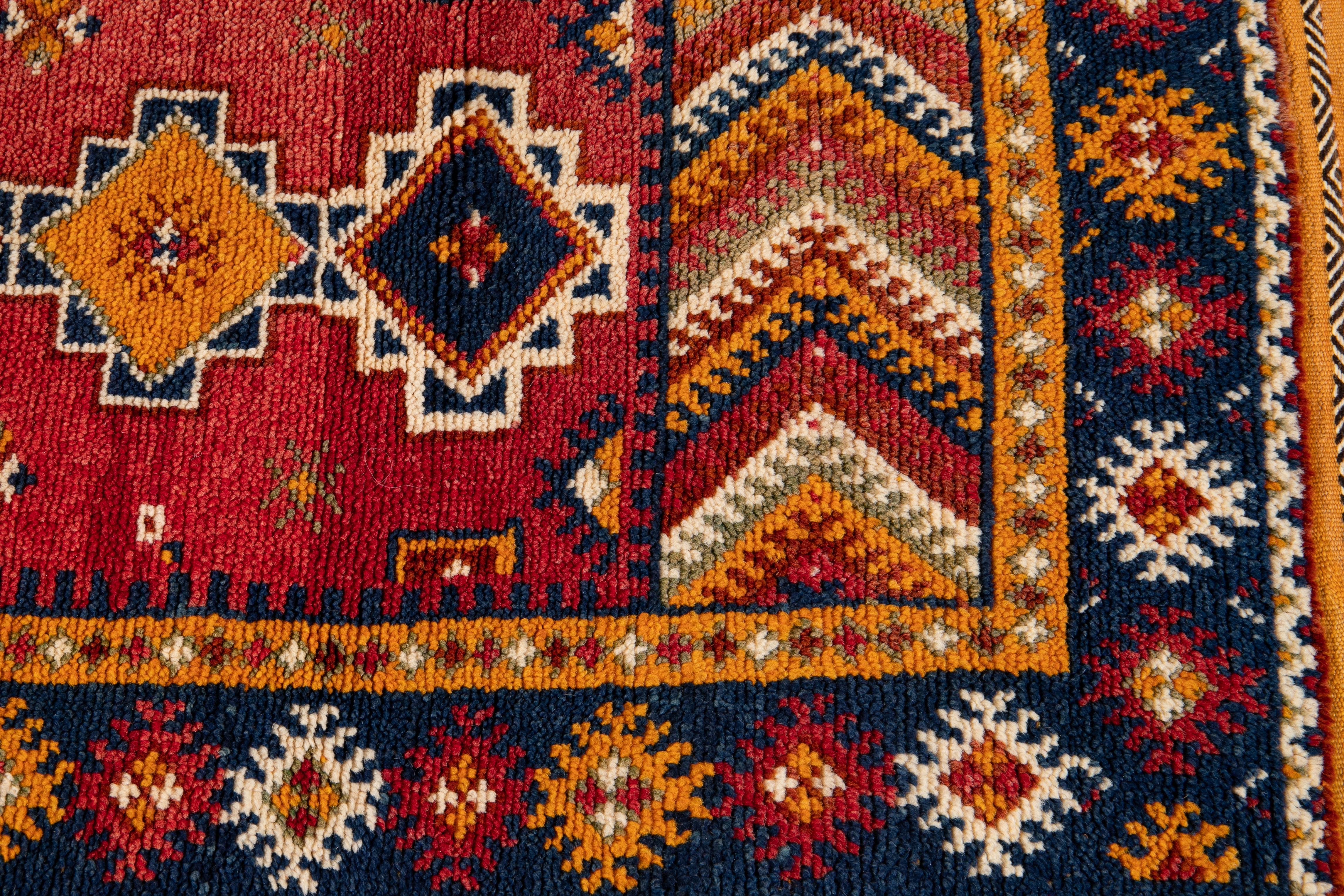 Early 20th Century Antique Moroccan Tribal Wool Rug  For Sale 3