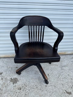Early 20th Century Antique Oak Bankers Swivel Desk Chair