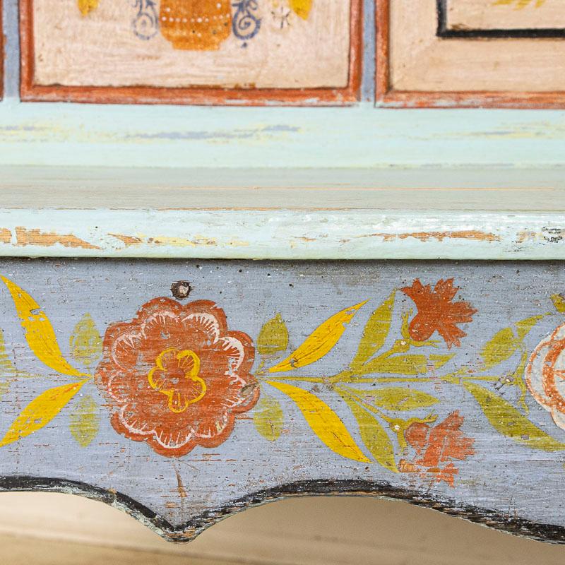 Early 20th Century Antique Original Blue Painted Bench from Romania For Sale 6