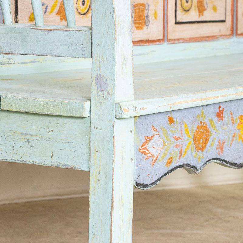 Early 20th Century Antique Original Blue Painted Bench from Romania 7