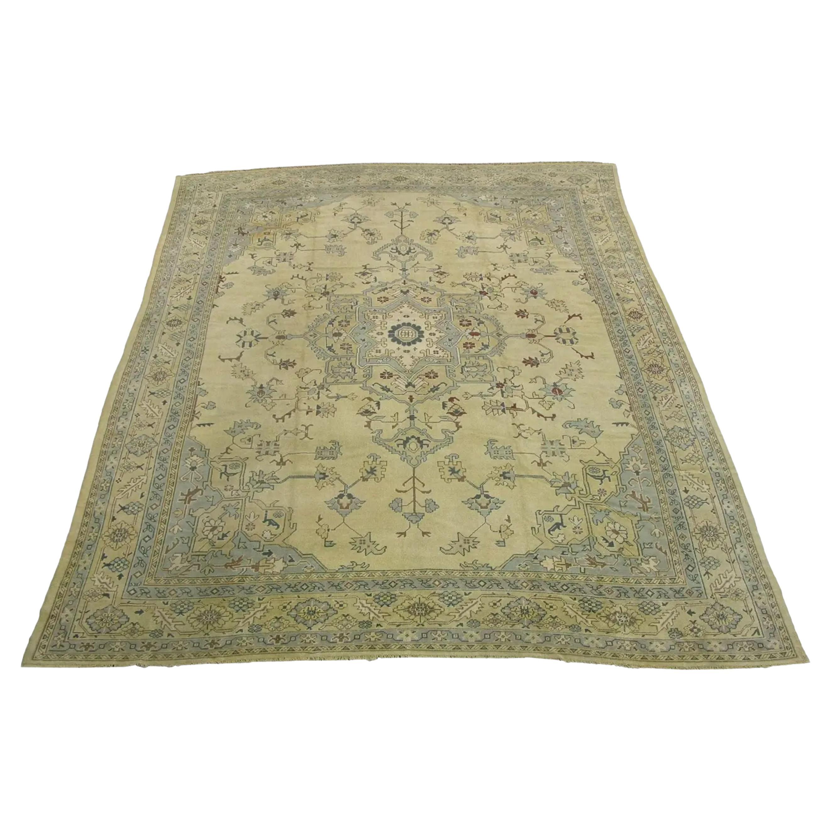 Début du 20e siècle, tapis antique Oushak 15' X 12'