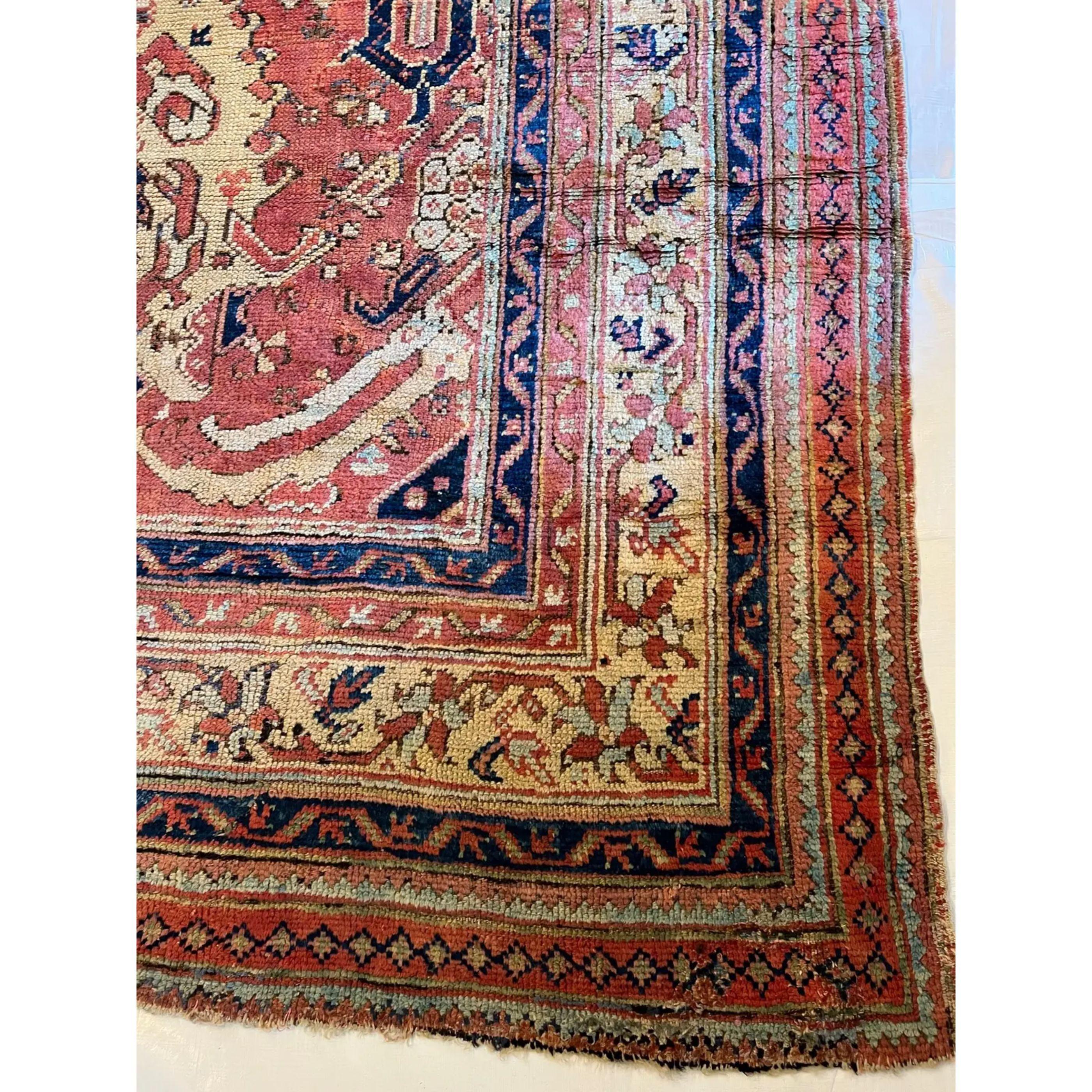 Turkish Early 20th Century Antique Oushak Rug For Sale