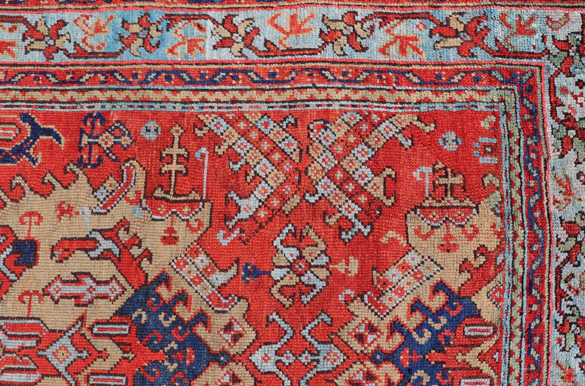 Early 20th Century Antique Oushak Rug in Large Medallions For Sale 4