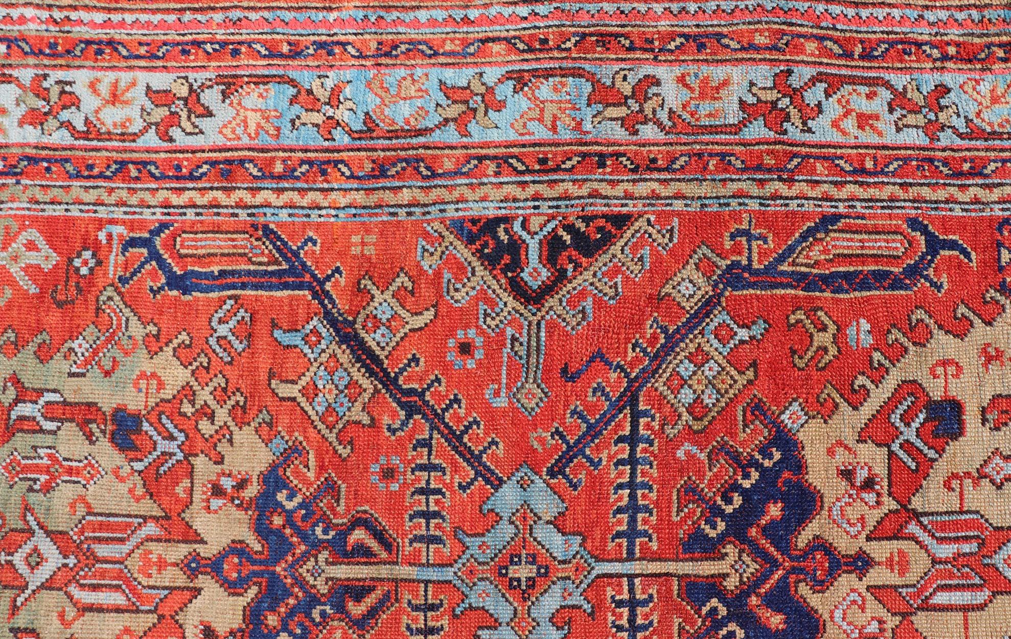 Early 20th Century Antique Oushak Rug in Large Medallions For Sale 5
