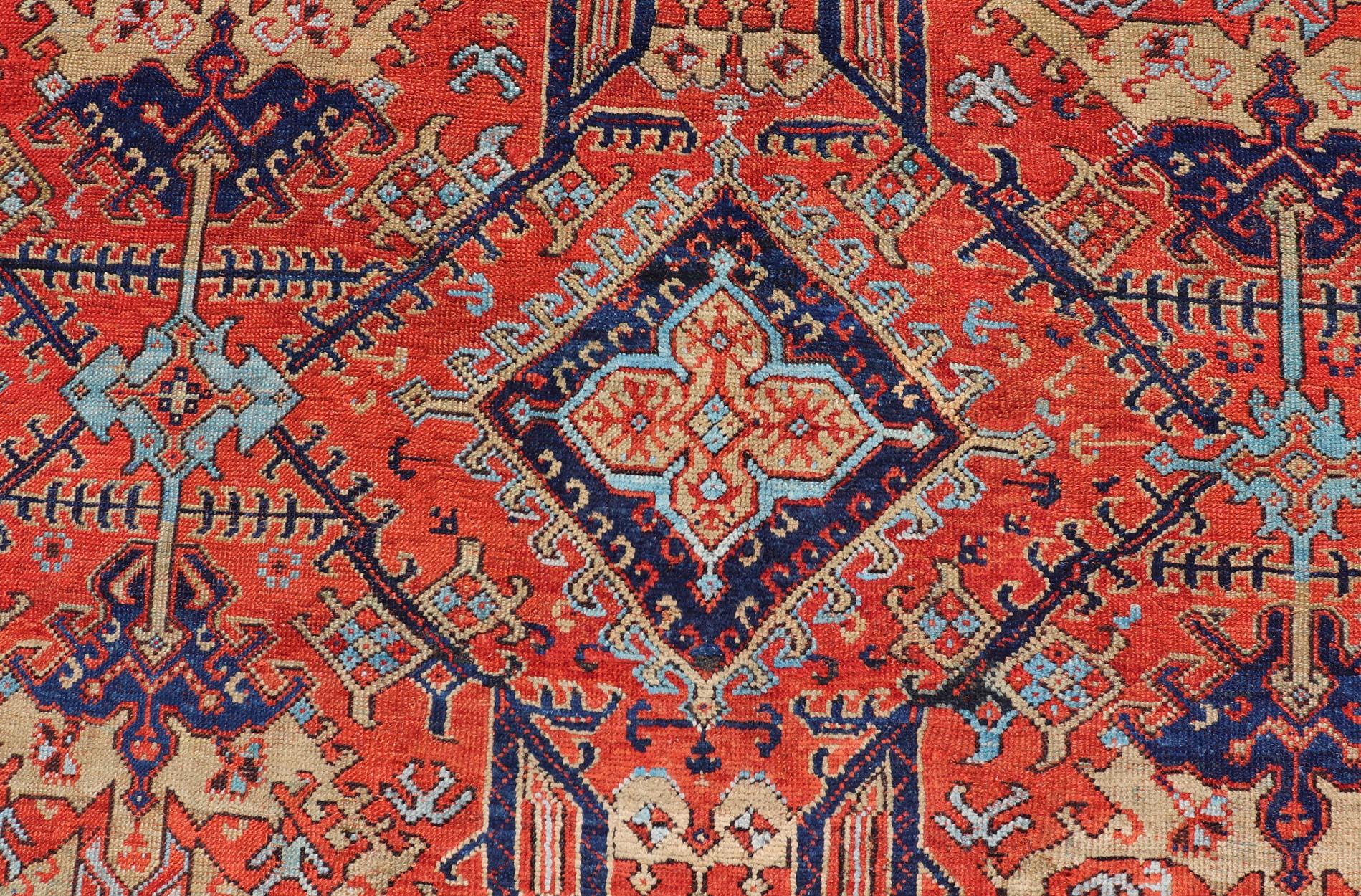 Early 20th Century Antique Oushak Rug in Large Medallions For Sale 2