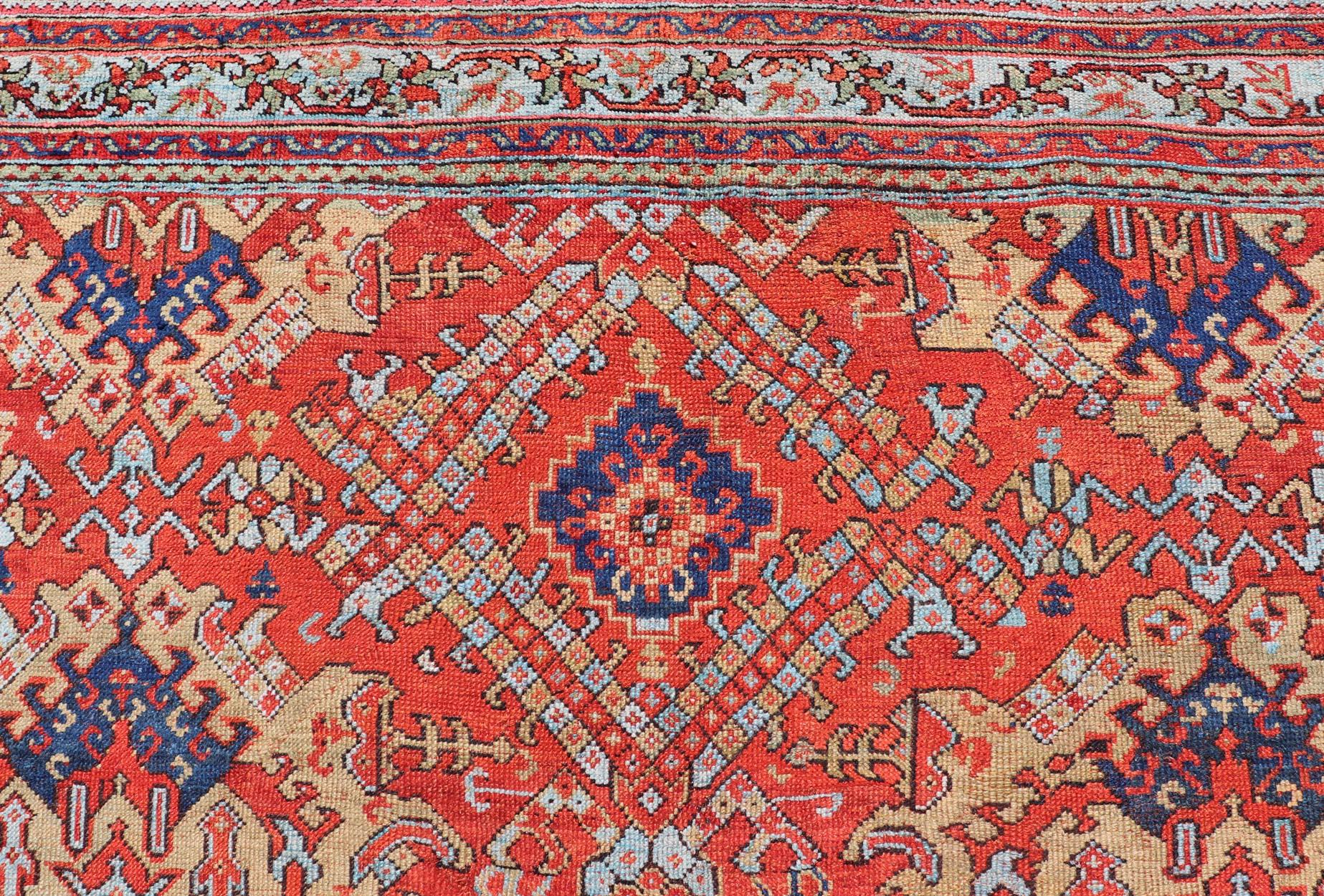Early 20th Century Antique Oushak Rug in Large Medallions For Sale 3