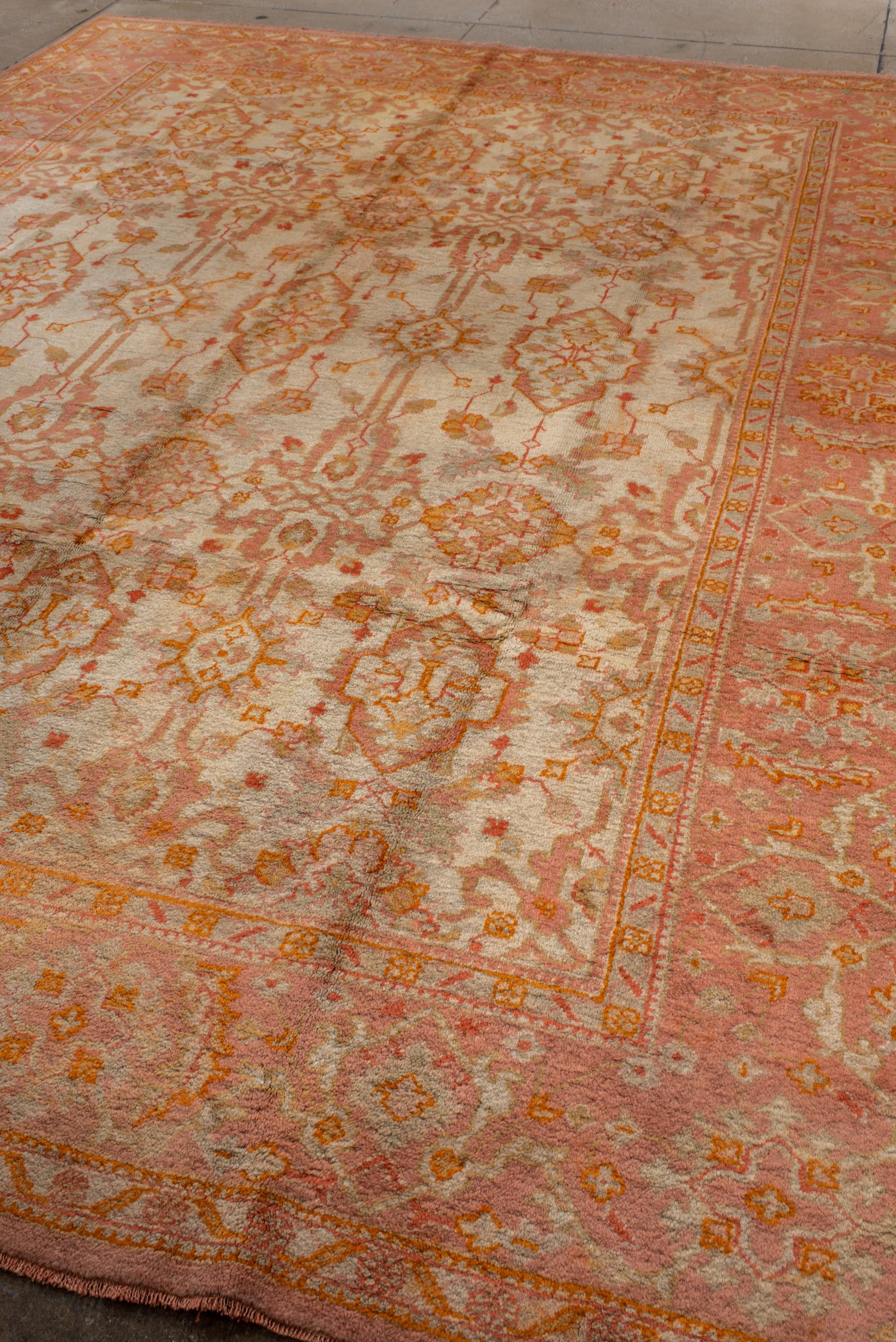 Turkish Early 20th Century Antique Oushak Rug with Elegant Colors