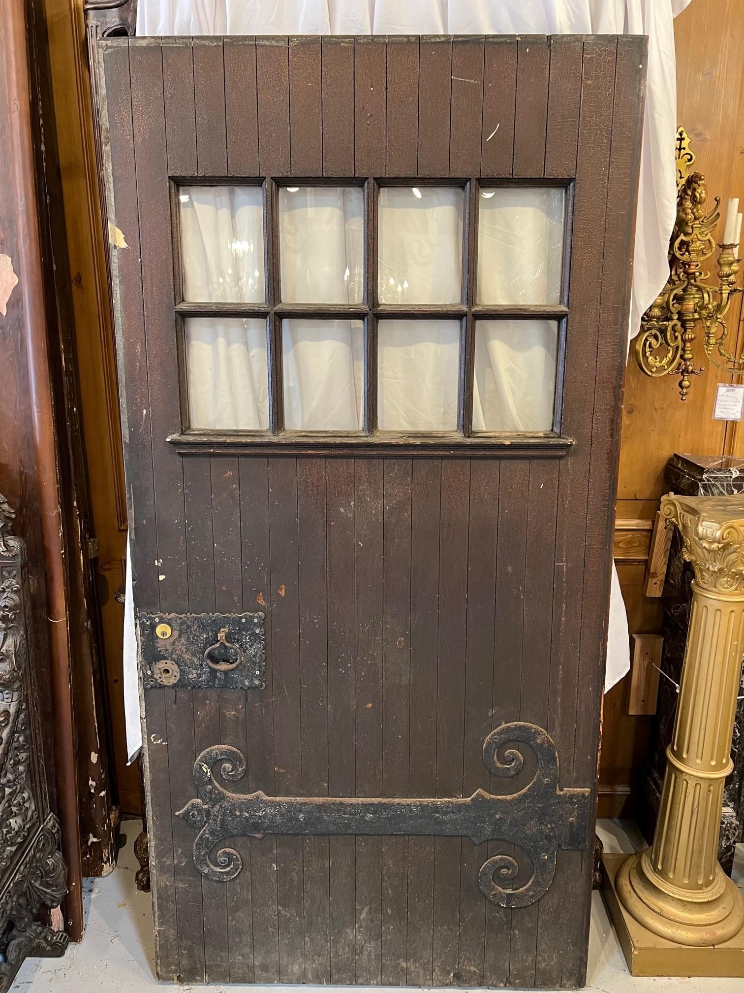 Early 20th Century Antique Oversize Door with Large Iron Hinge For Sale 1