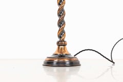 Early 20th Century Antique Oxidised Copper Barley Twist Desk Table Lamp, c.1930