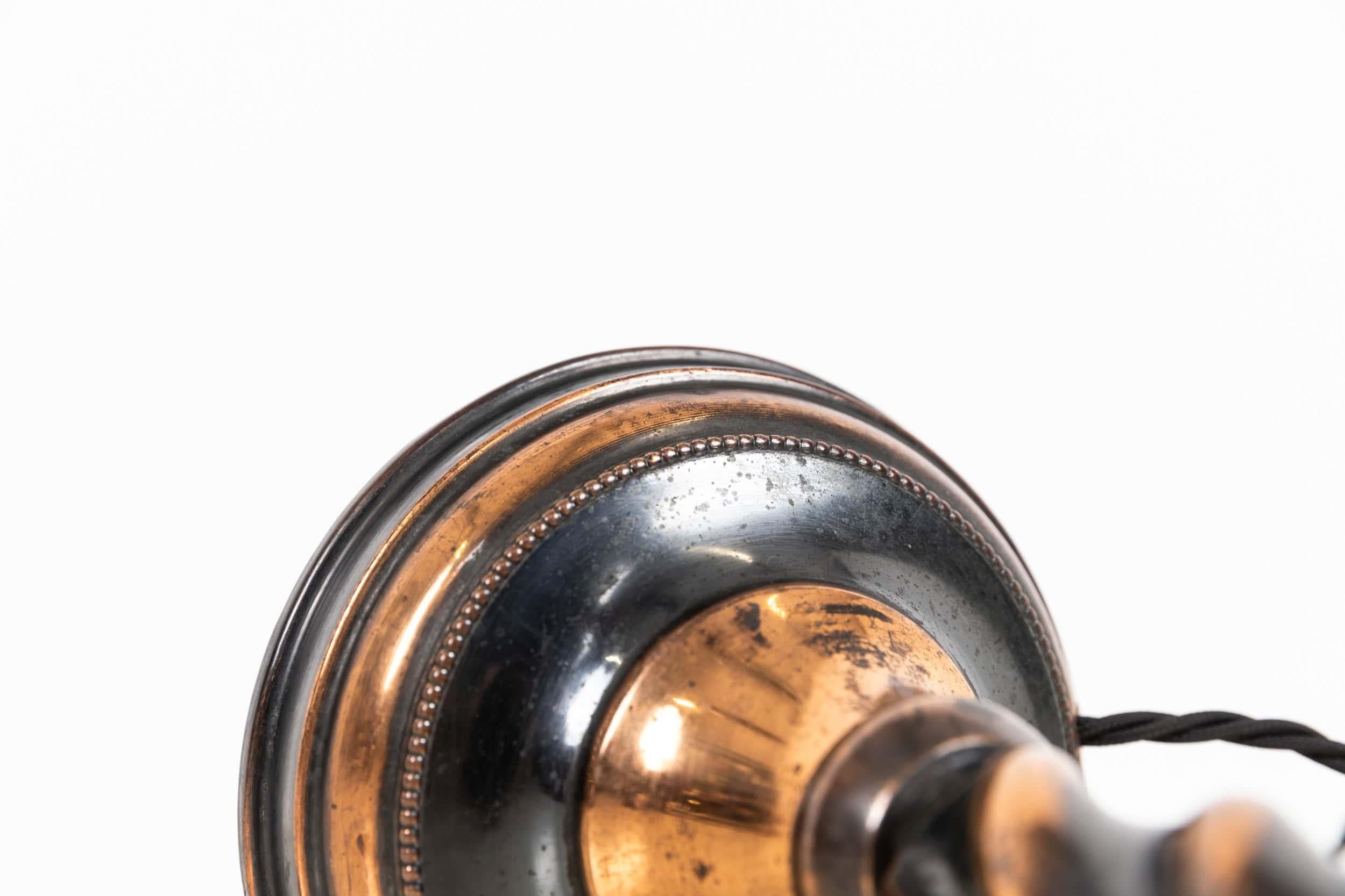 Early 20th Century Antique Oxidised Copper Barley Twist Desk Table Lamp, c.1930 In Fair Condition For Sale In London, GB