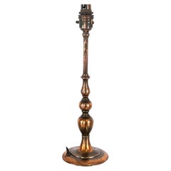 Lámpara de sobremesa antigua de cobre oxidado y latón de principios del siglo XX, c.1910