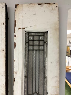 Early 20th Century Antique Pair of Beveled & Textured Glass Sidelights, Zinc