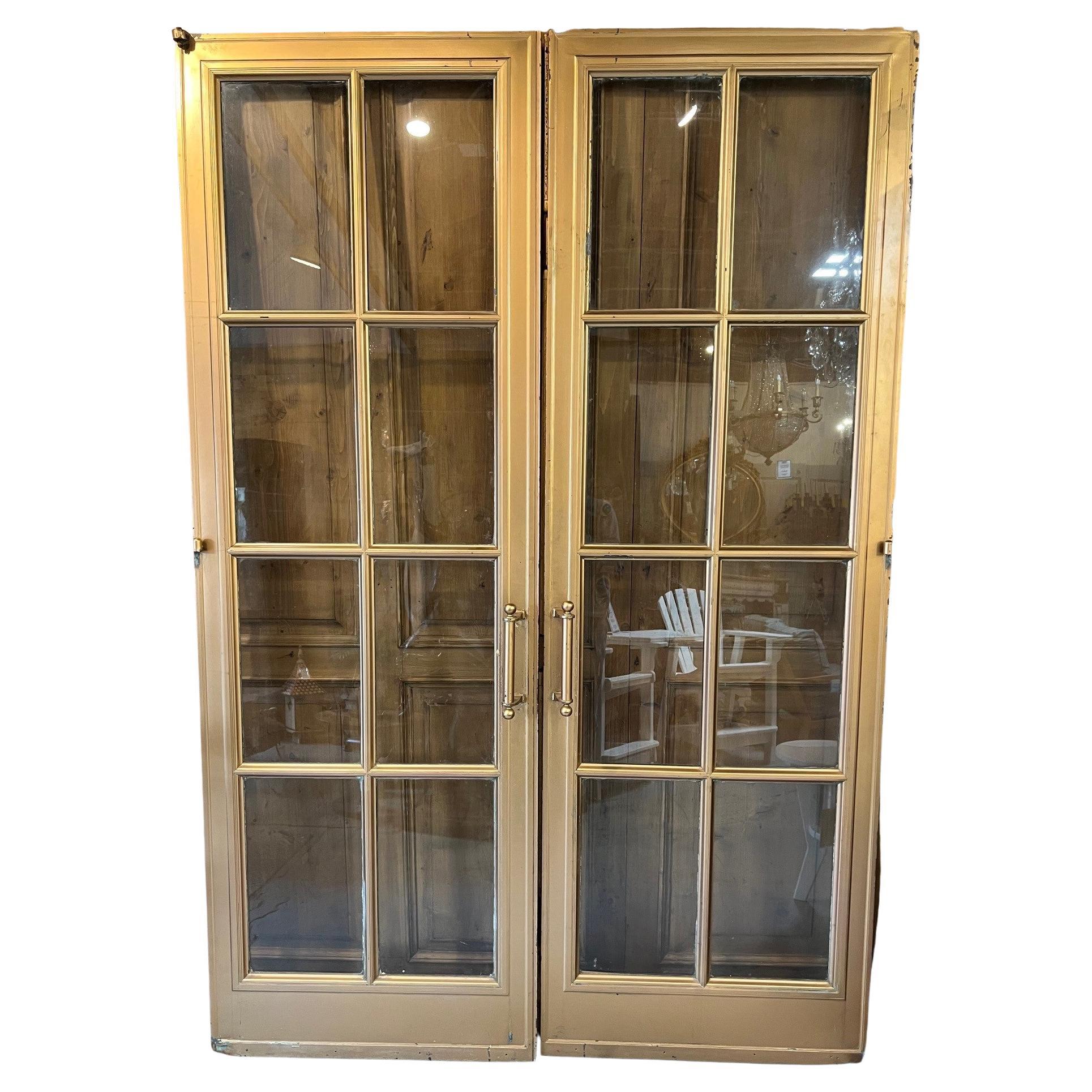 Early 20th Century Antique Pair of Bronze French Doors For Sale