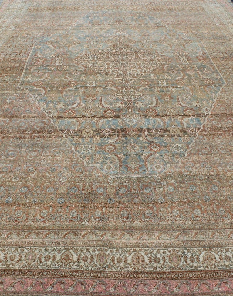 Early 20th Century Large Antique Persian Bibikabad Rug in Light Blue ...