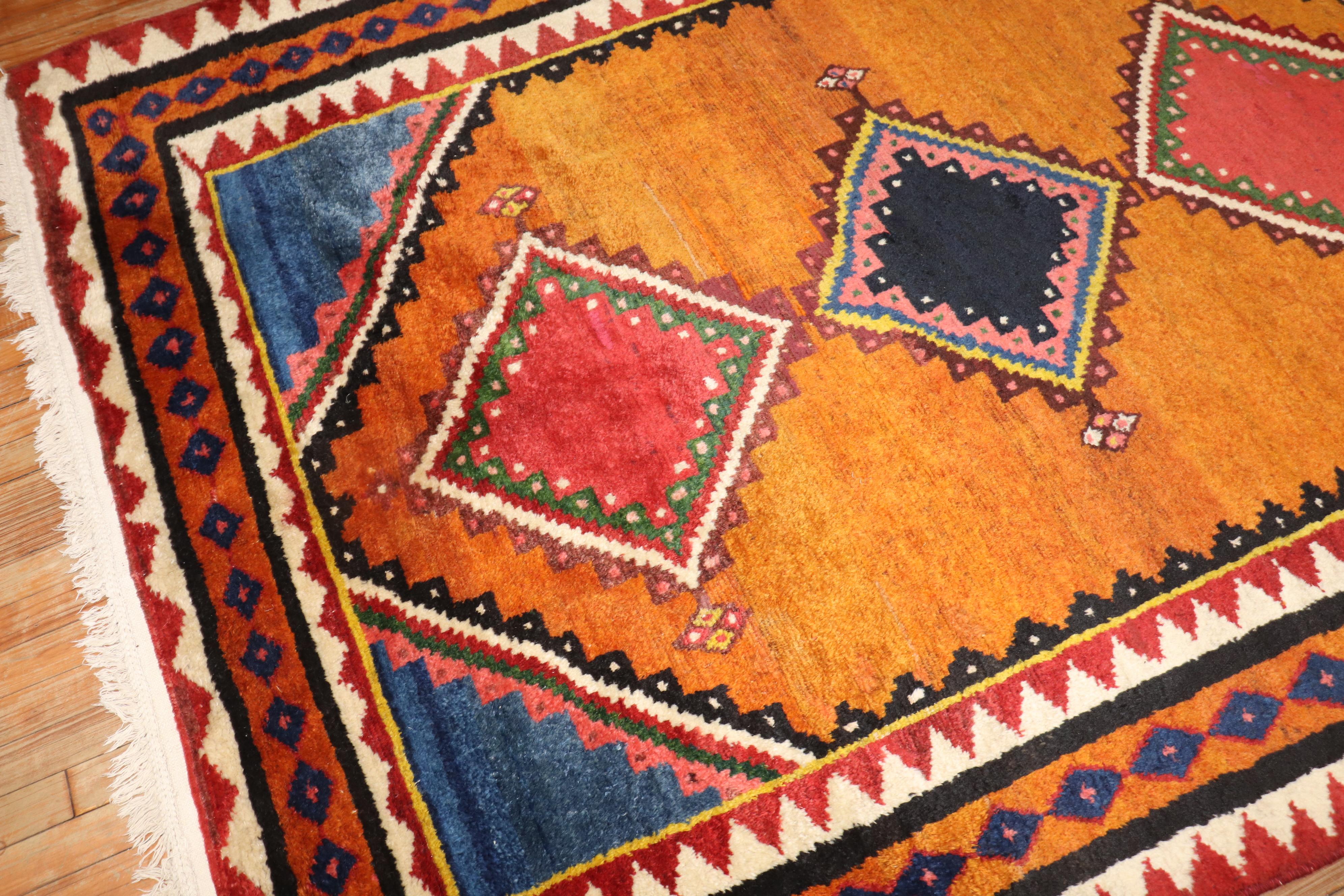 Tribal Early 20th Century Antique Persian Gabbeh Large Intermediate Rug For Sale