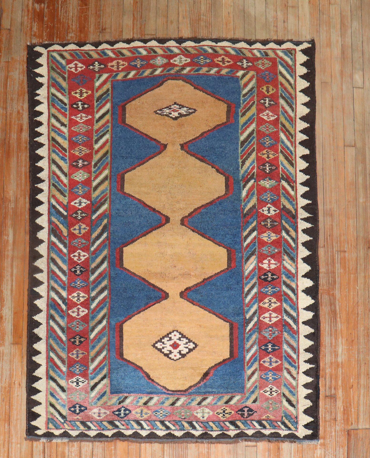 An early 20th century Persian Gabbeh accent size geometric rug originating from the JP WILLBORG collection in Europe.

Measures: 4'4'' x 6'7''.