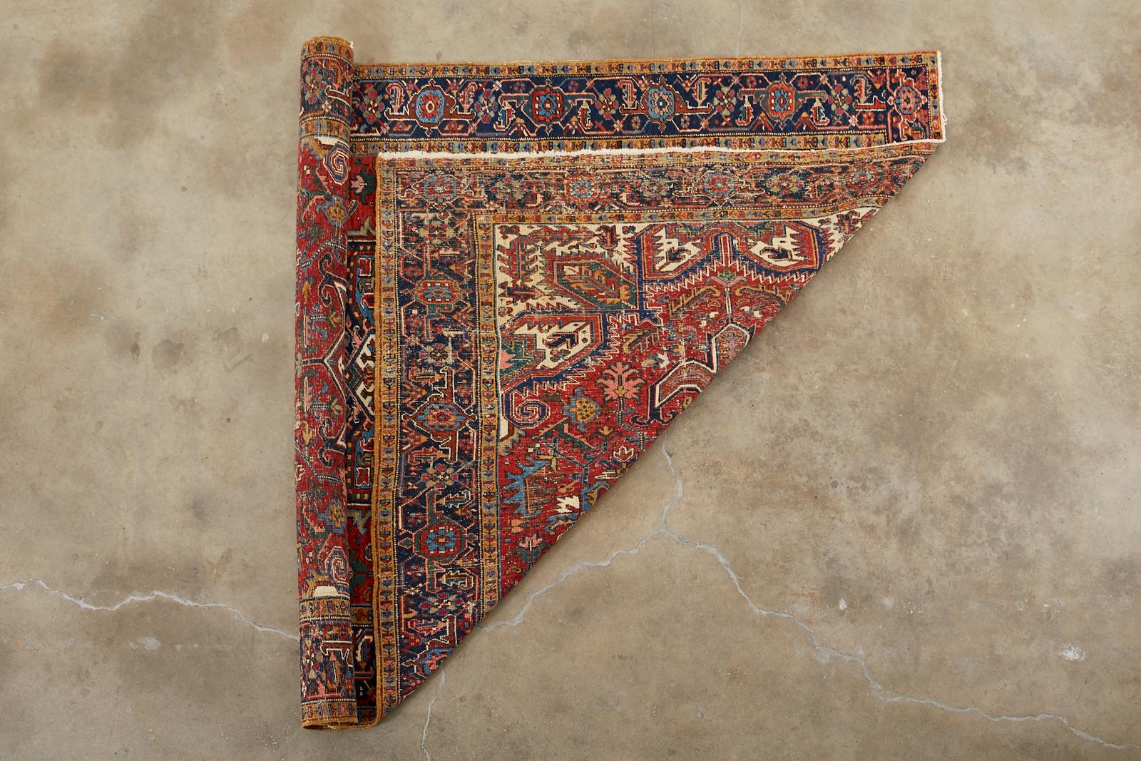 Early 20th Century Antique Persian Heriz Rug For Sale 14