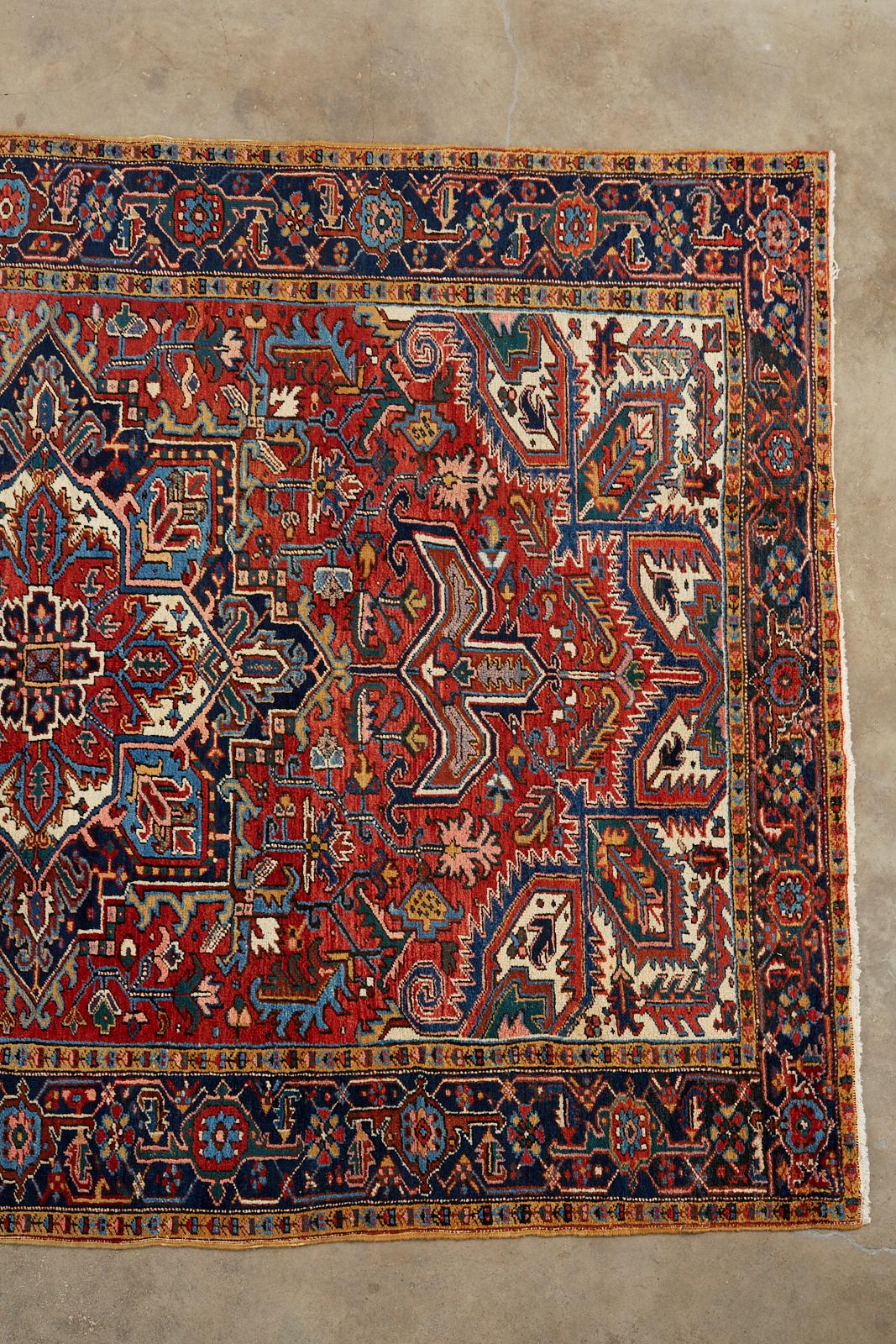 Heriz Serapi Early 20th Century Antique Persian Heriz Rug For Sale