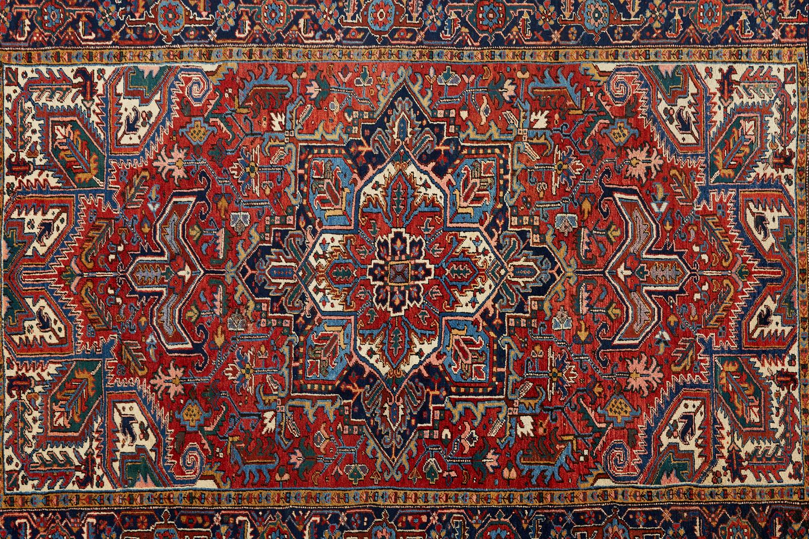 Hand-Knotted Early 20th Century Antique Persian Heriz Rug For Sale