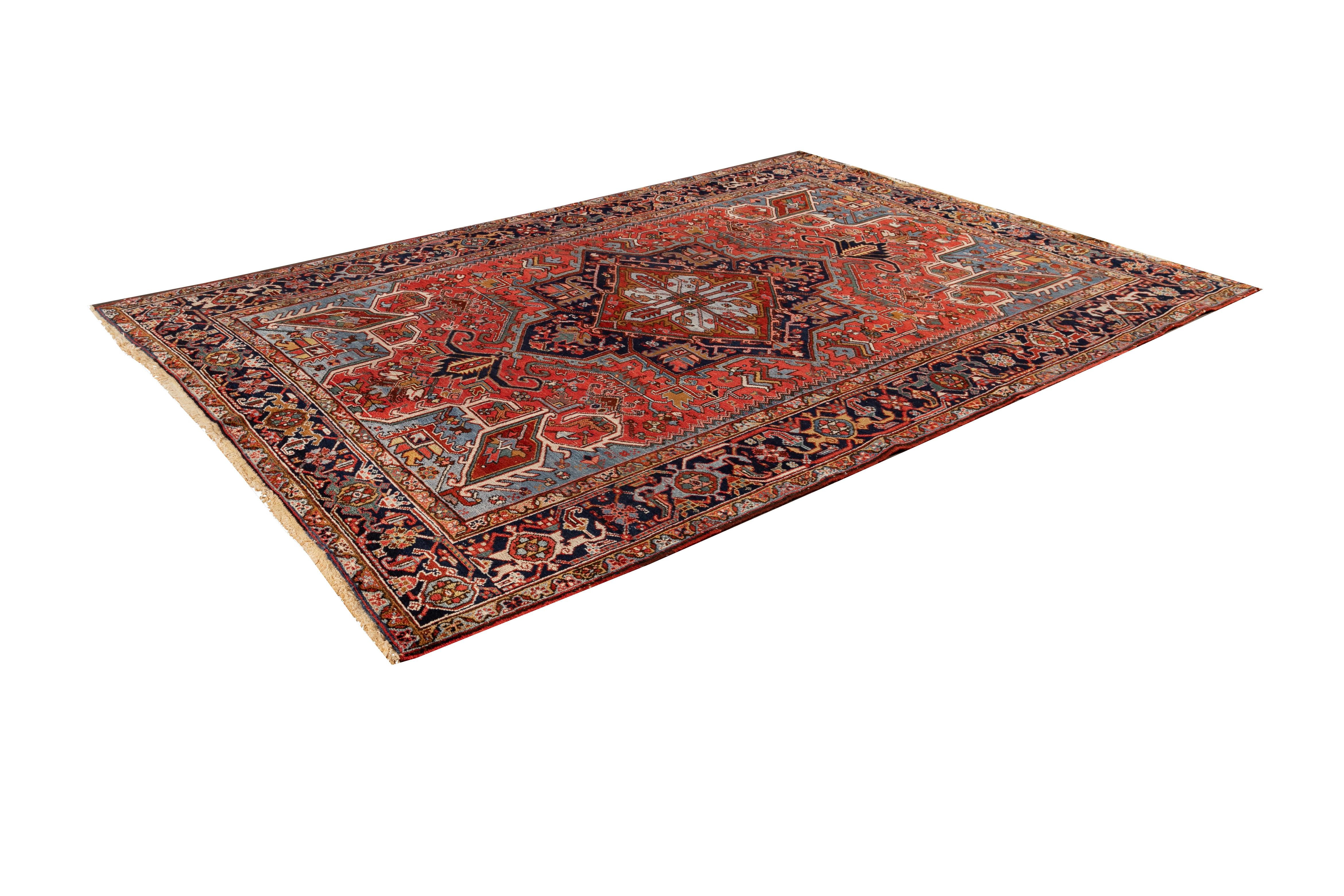 Hand-Knotted Early 20th Century Antique Persian Heriz Rug